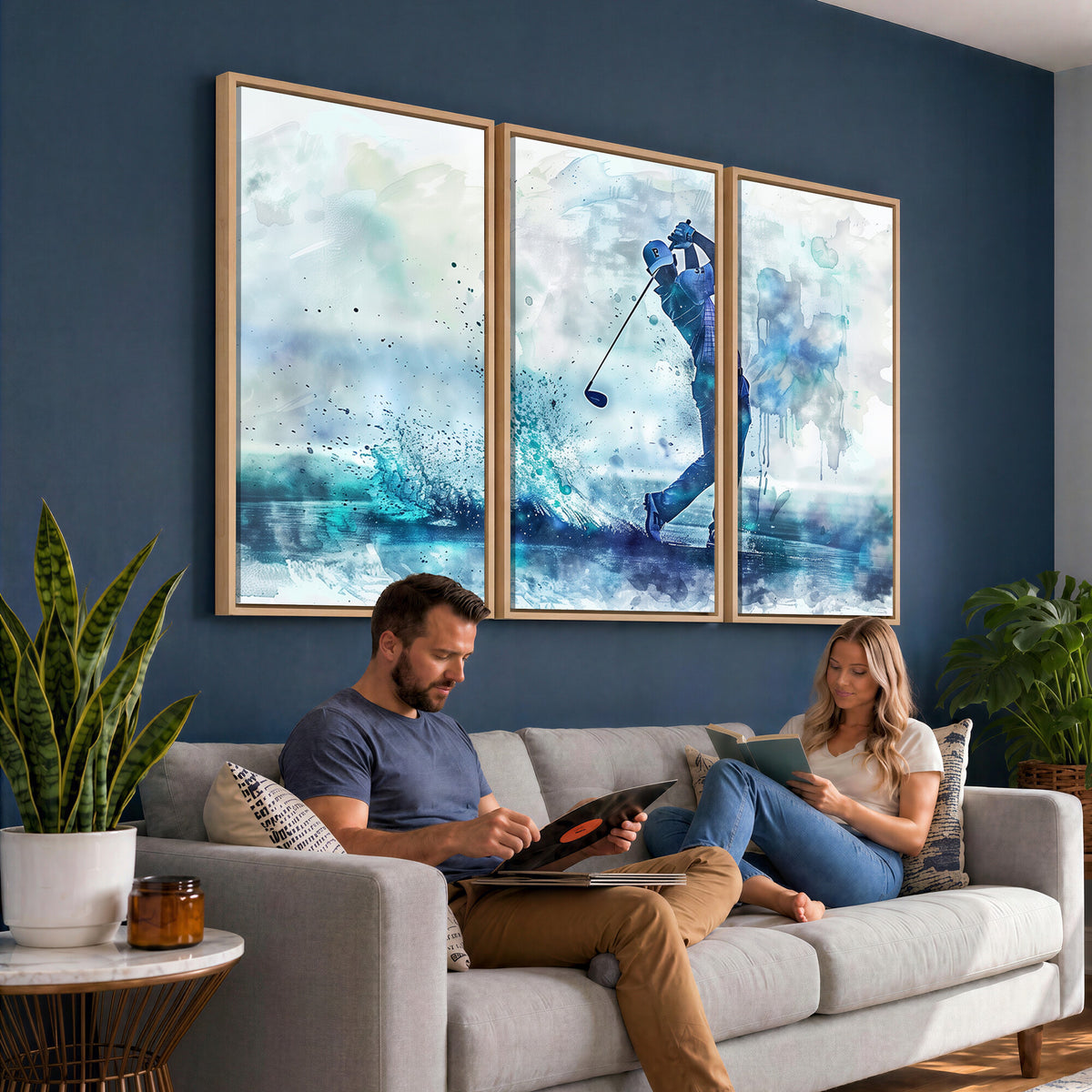 45328-MGV-CV-36X24 - Watercolor Abstract Golf Swing Wall Art Canvas Print