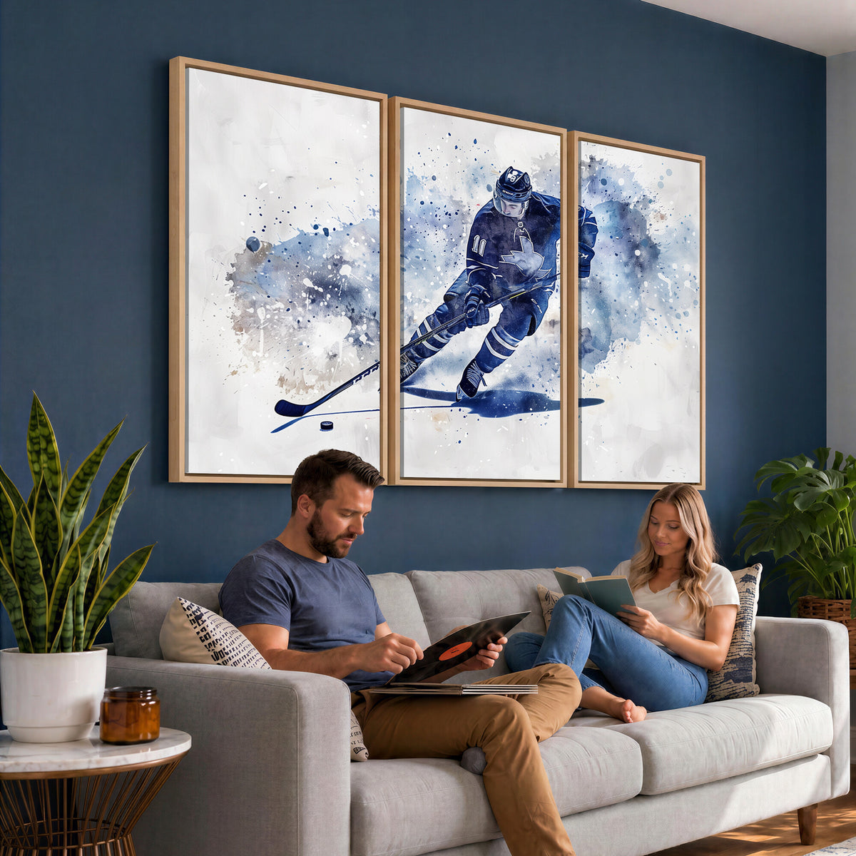 39795-MGV-CV-36X24 - Hockey Player Wall Art Canvas Print