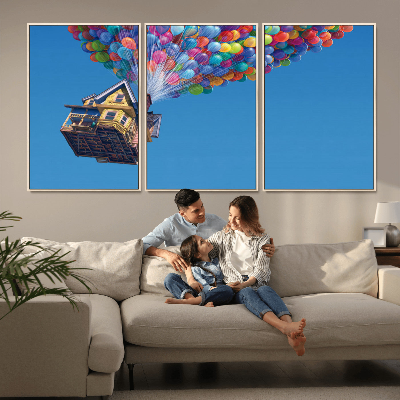 MGV-FC-60X30-3P - Carl Fredricksen, Up Movie Wall Art, Balloons Wall Art, Air Balloons for Kids Room Print