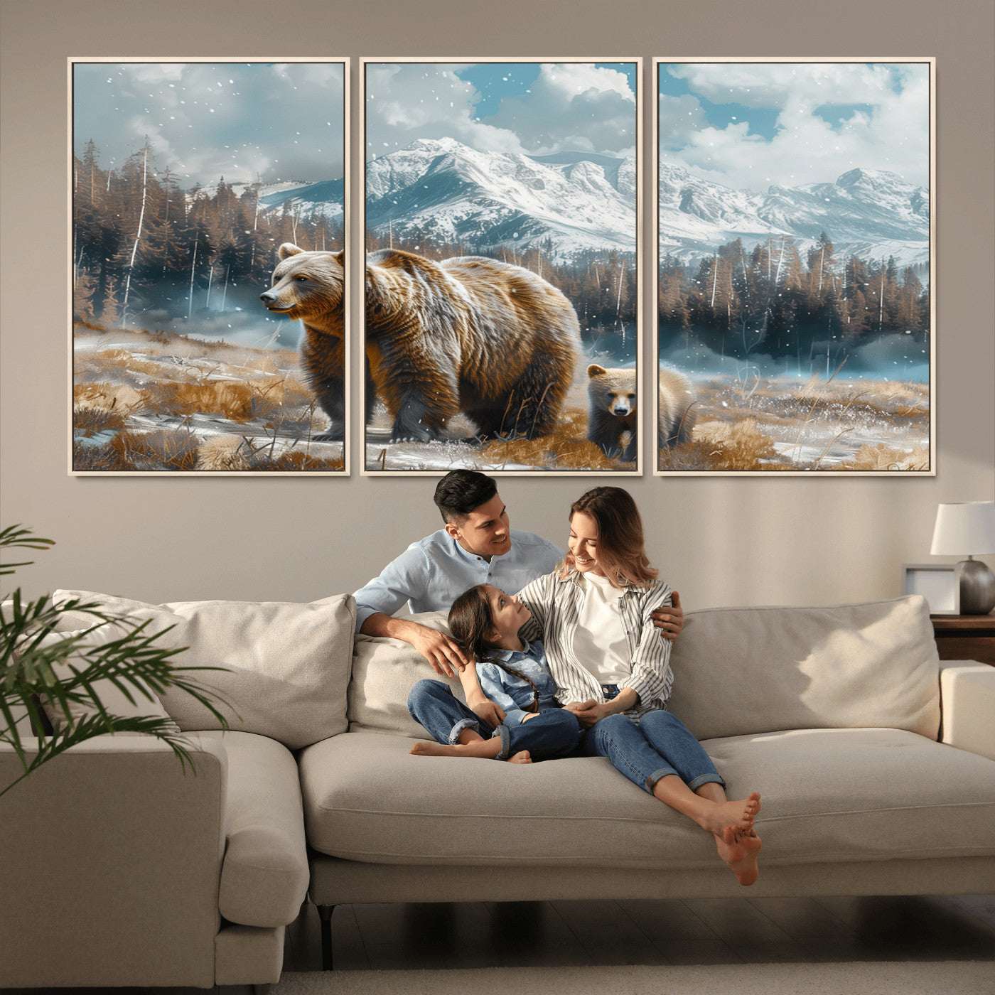 MGV-FC-60X30-3P - Bear and Baby Bear Wall Art Canvas Print