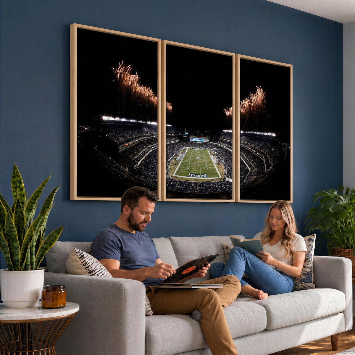 89680-MGV-CV-36X24 - Eagles Field Stadium Wall Art, Philadelphia Eagles Football, Framed and Ready to Hang