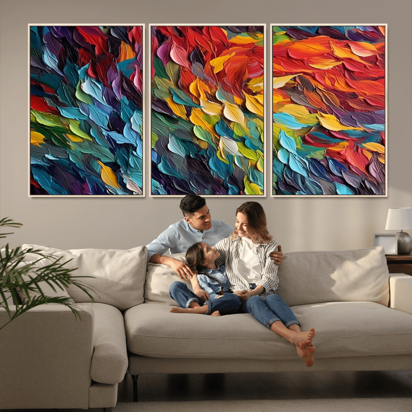 -Vibrant Abstract Leaf Wall Art Canvas Print | Bold Colorful Canvas for Living Room or Office | Ready