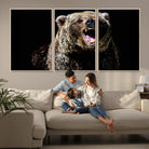 17625-MGV-FC-60X30-3P_Natural-Grizzly Bear Canvas Print | Wildlife Wall Art for Cabin Decor | Ready to Hang Framed