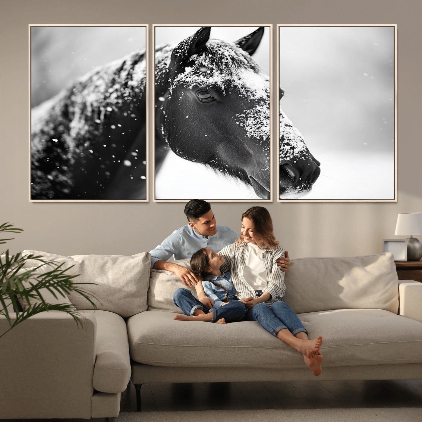 MGV-FC-60X30-3P - Horse Canvas Print - Winter Horse Snow Wall Art Canvas Print