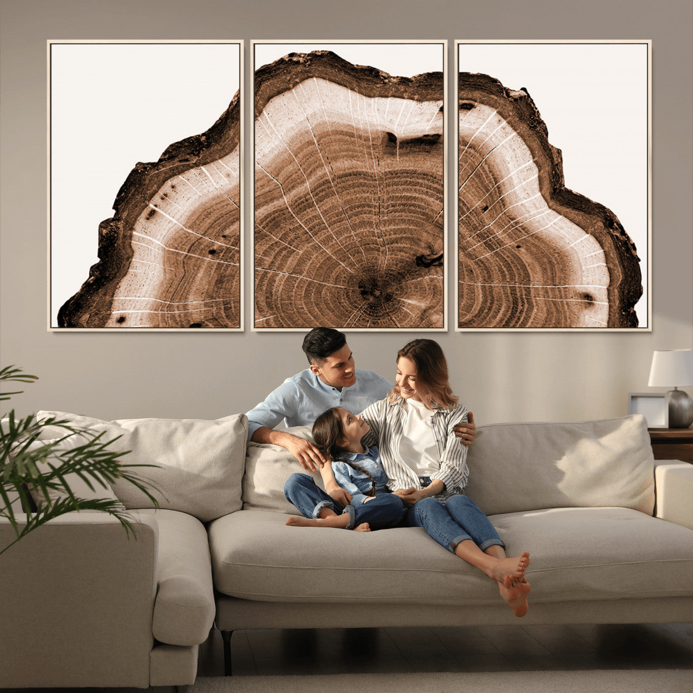 45195-MGV-CV-36X24-Rustic Wood Rings Wall Art | Nature-Inspired Tree Ring Canvas Print | Ready to Hang and Framed for