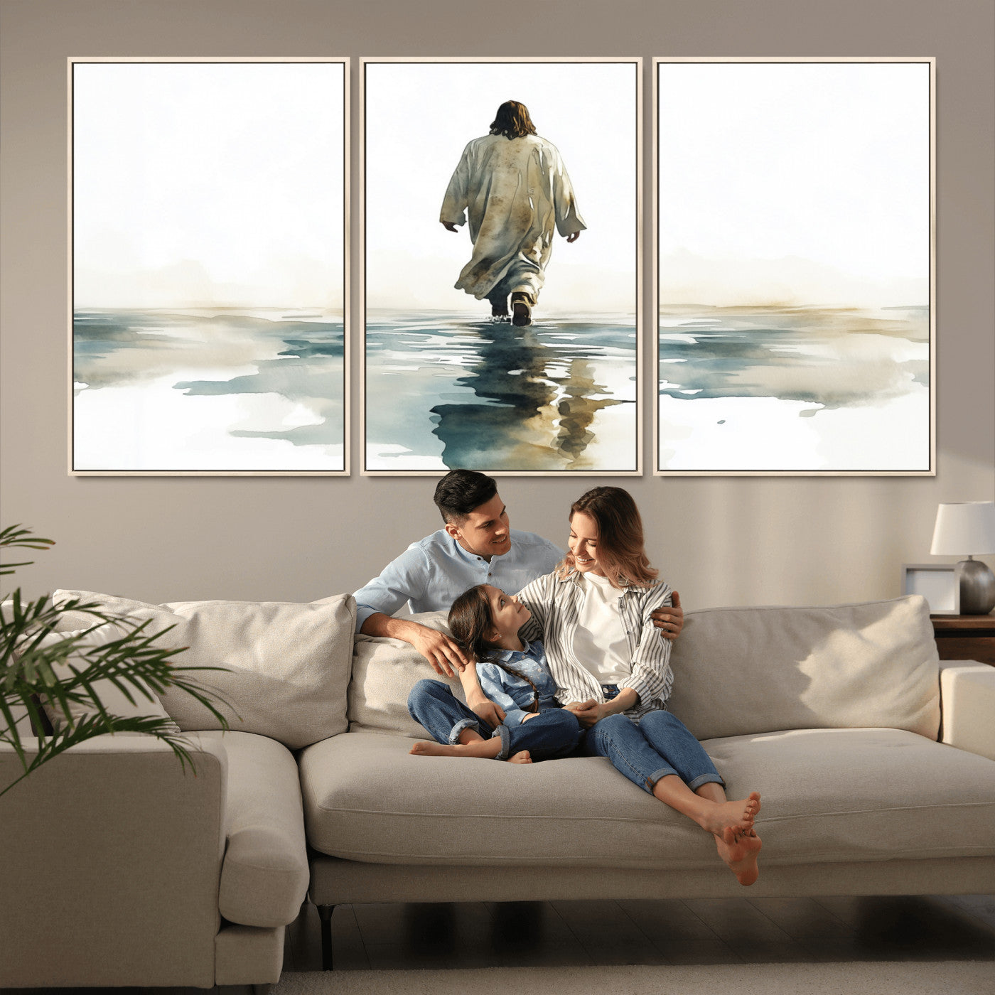 MGV-FC-60X30-3P - Abstract Jesus Wall Art Canvas Print, Christian Wall Art, Jesus Christ Walking