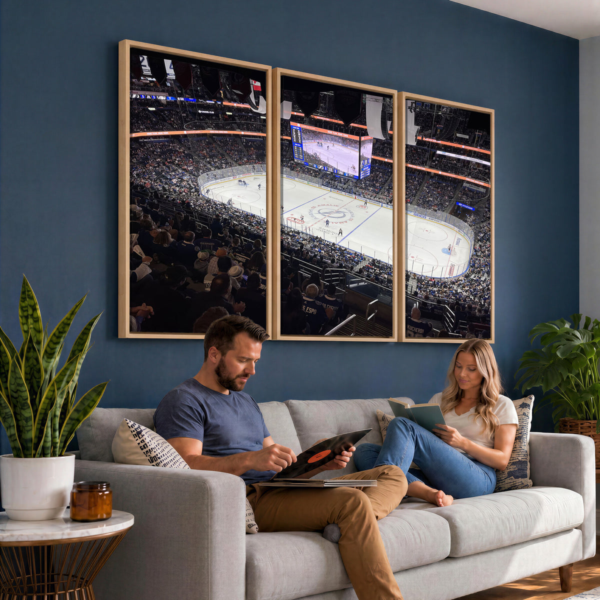 51641-MGV-CV-36X24 - Amalie Arena Florida Wall Art Canvas Print, NHL Hockey, Framed and Ready to Hang