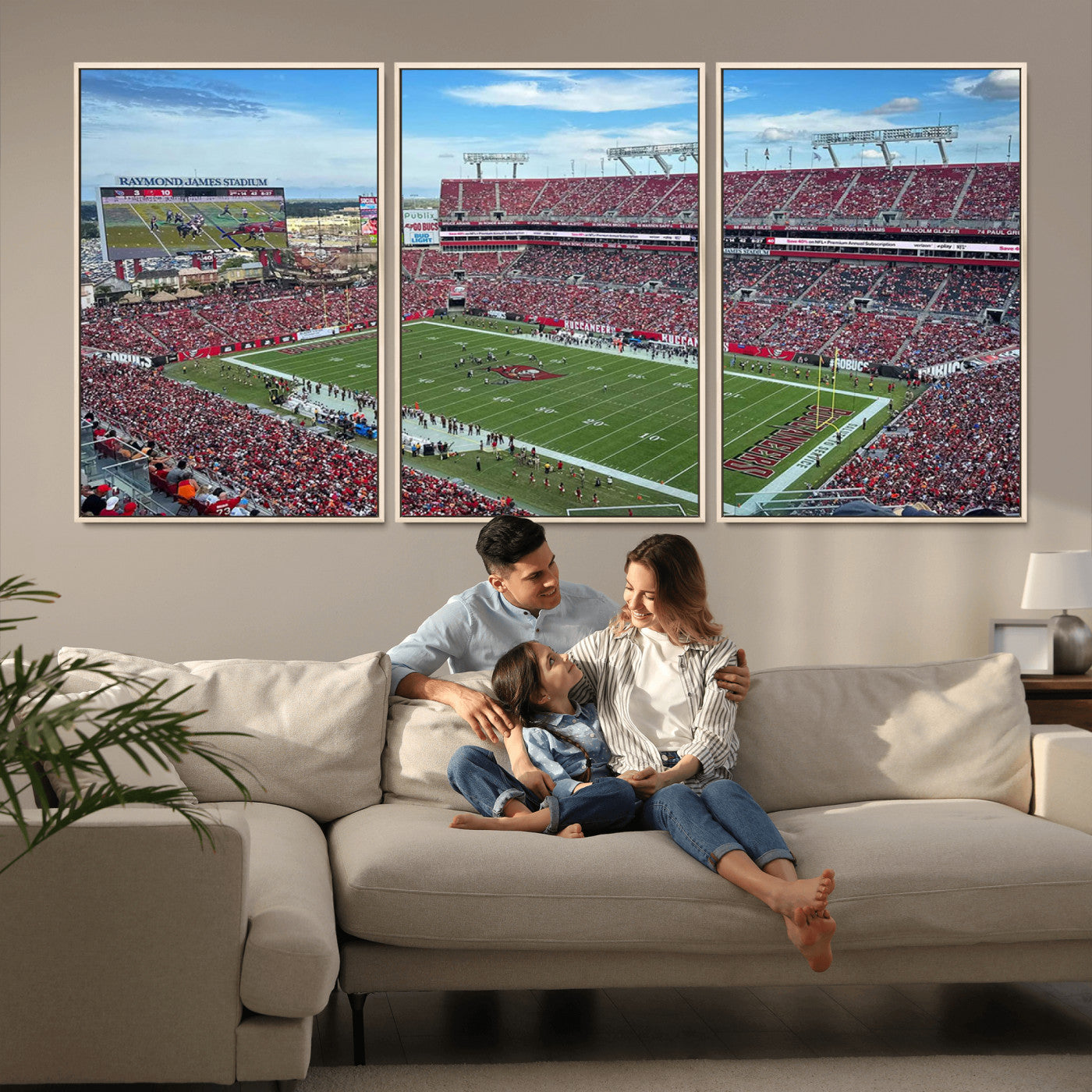 MGV-FC-60X30-3P - Florida Tampa Raymond James Stadium Wall Art Canvas Print - NFL Football Stadium Print Canvas