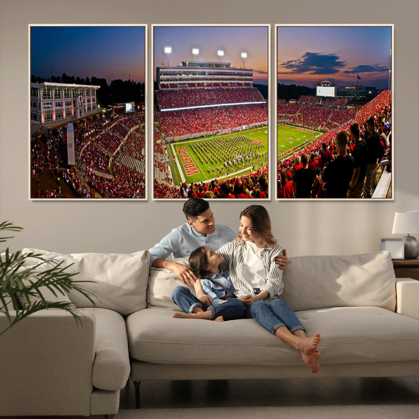 MGV-FC-60X30-3P - NC State Wolfpack Football Team Print - Raleigh Carter-Finley Stadium Wall Art Canvas Print