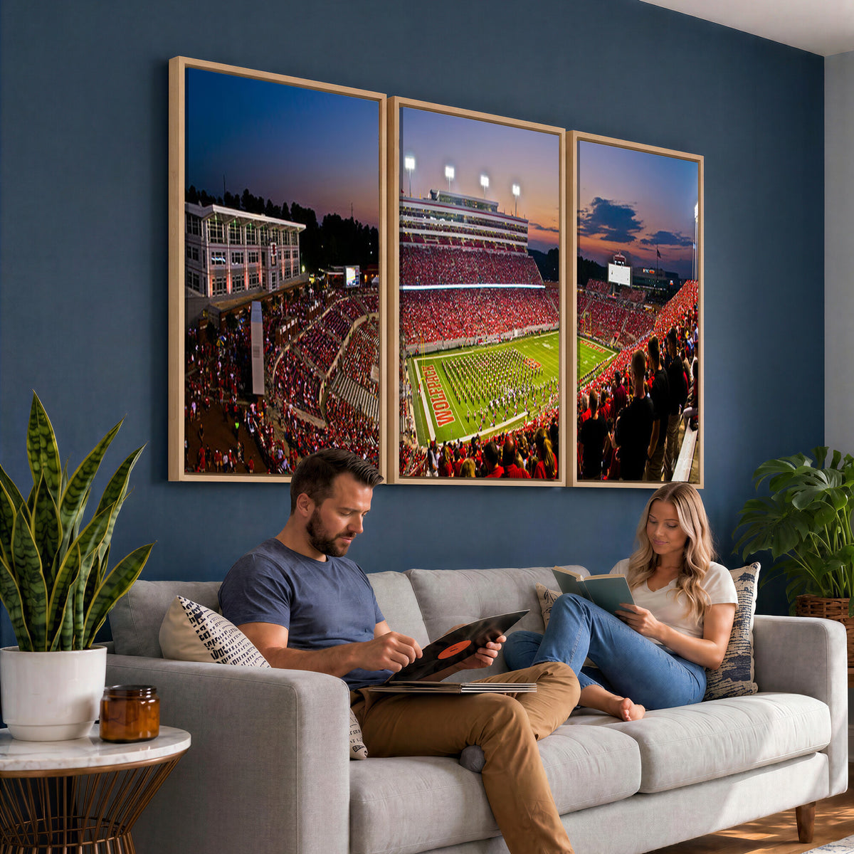 87655-MGV-CV-36X24 - NC State Wolfpack Football Team Print - Raleigh Carter-Finley Stadium Wall Art Canvas Print