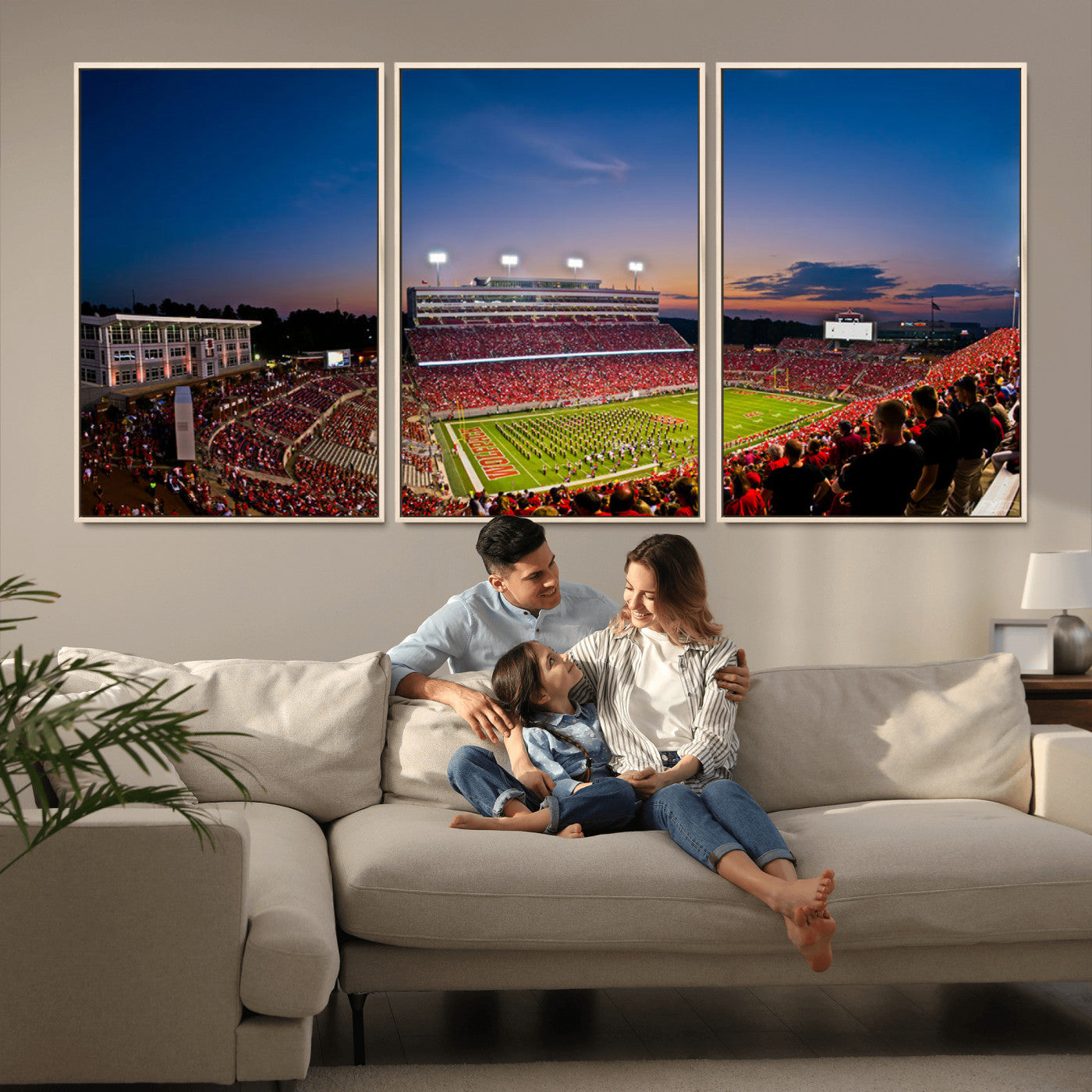 MGV-FC-60X30-3P - NC State Wolfpack Football Team Print - Raleigh Carter-Finley Stadium Wall Art Canvas Print