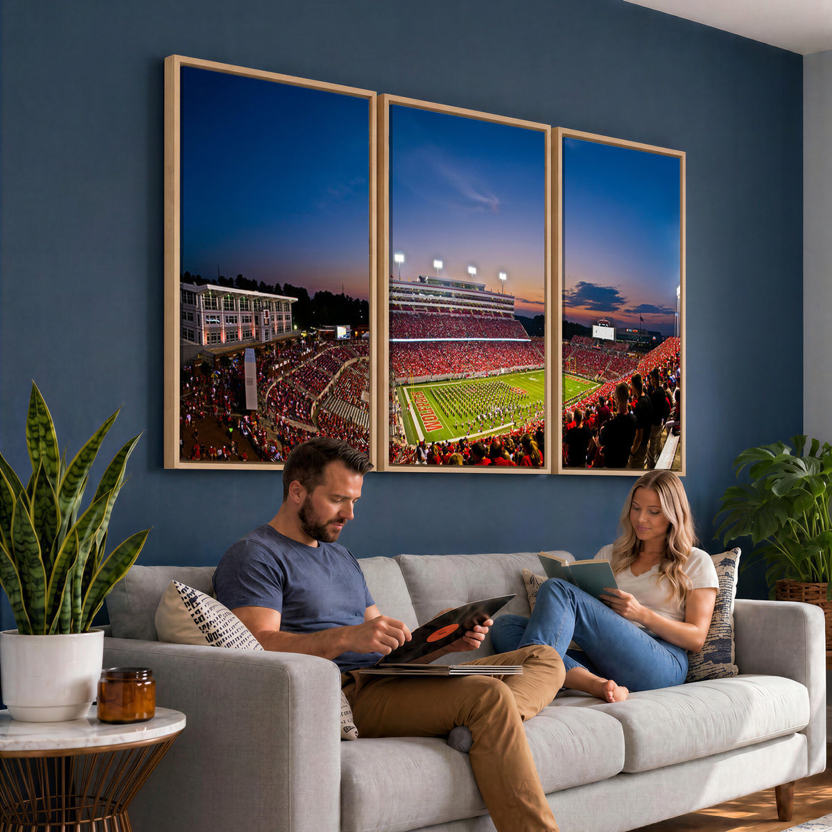 33313-MGV-CV-36X24 - NC State Wolfpack Football Team Print - Raleigh Carter-Finley Stadium Wall Art Canvas Print