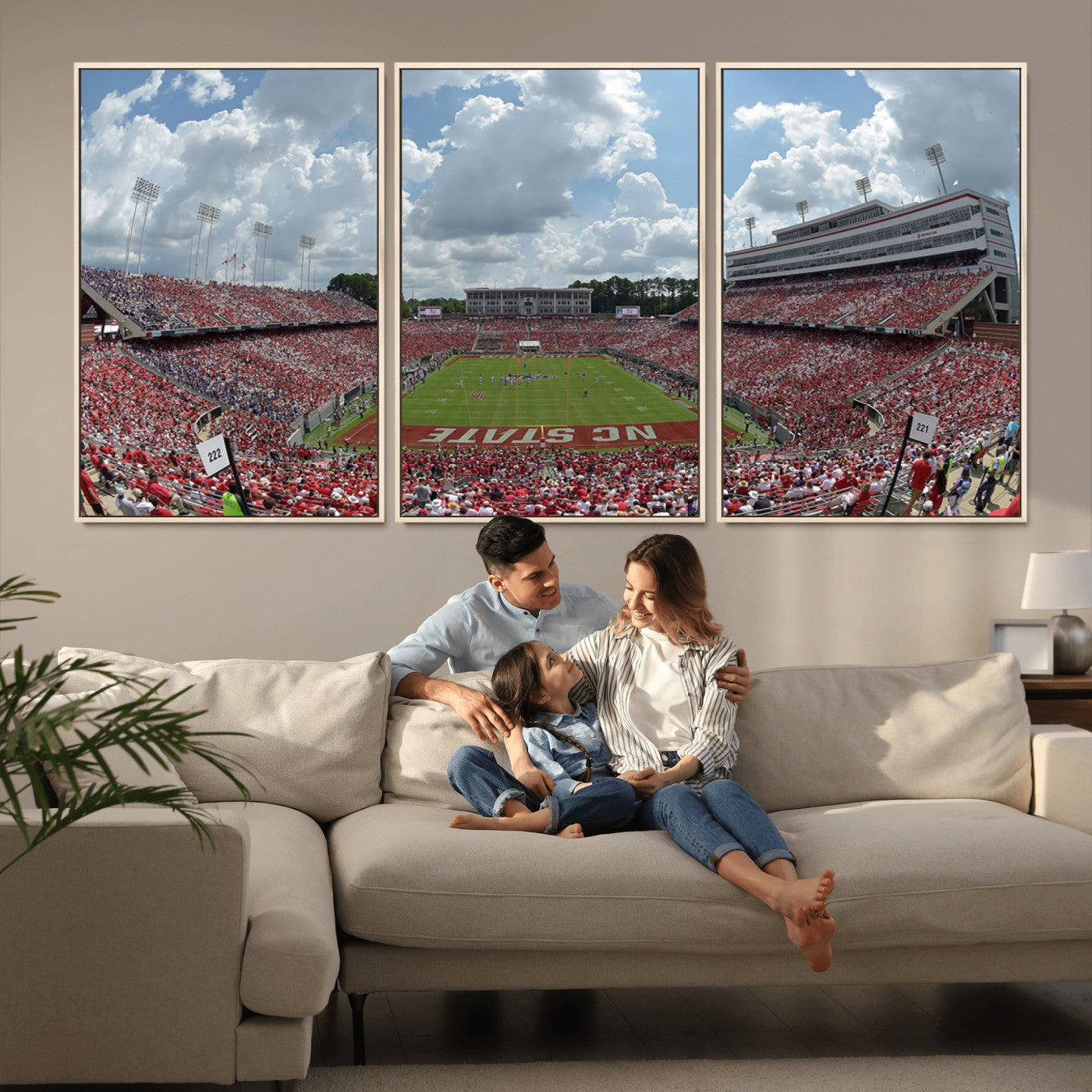 MGV-FC-60X30-3P - NC State Wolfpack Football Team Print Canvas- Raleigh Carter-Finley Stadium Wall Art Canvas Print