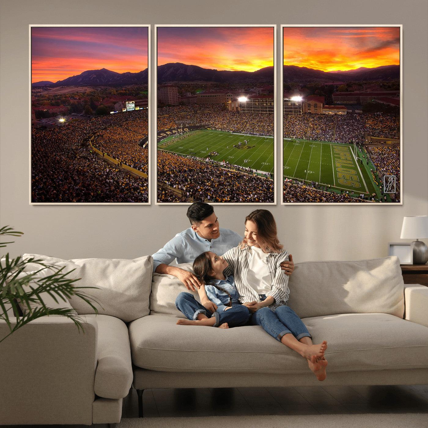 MGV-FC-60X30-3P - Colorado Buffaloes Football Team Print - Boulder Folsom Field Stadium Wall Art Canvas Print