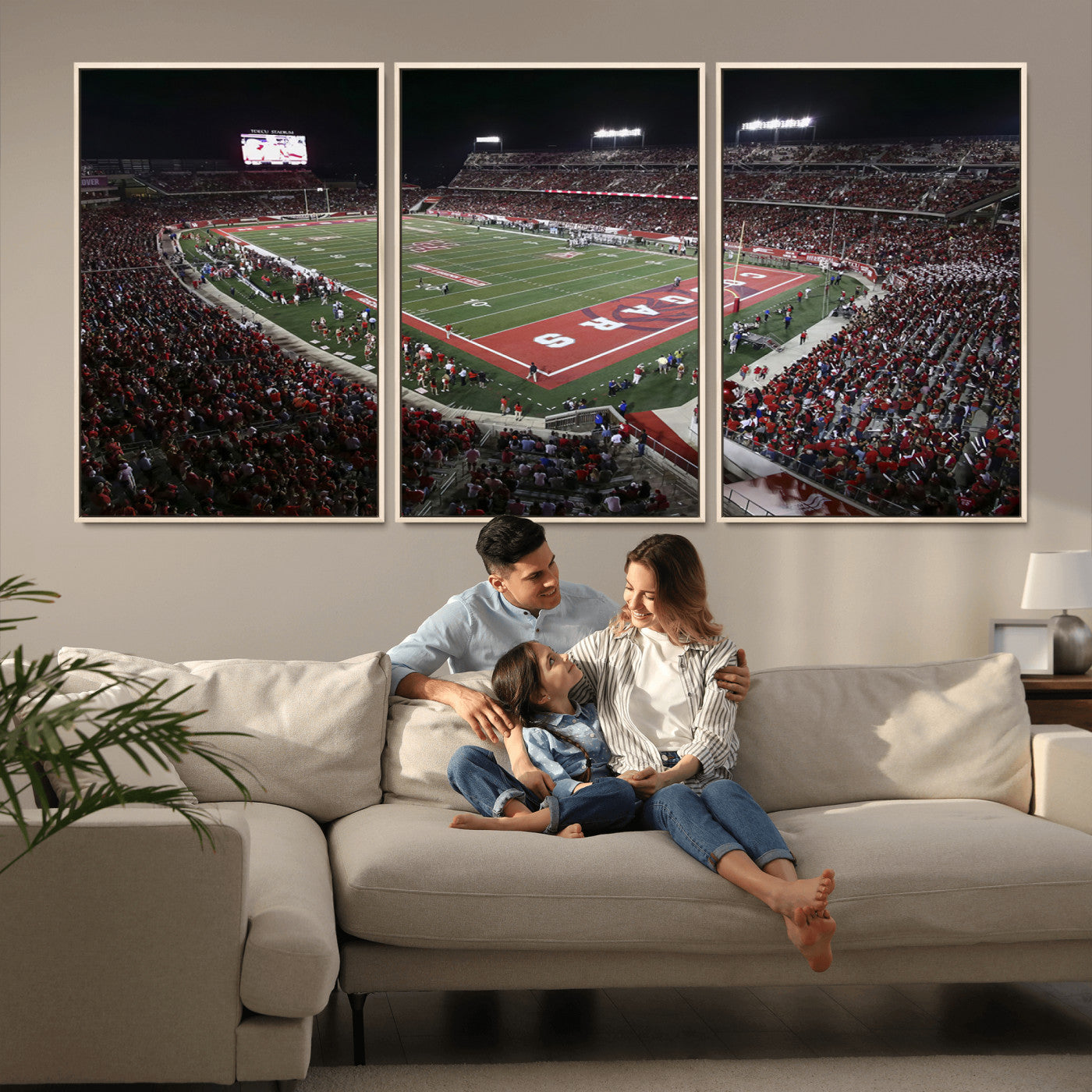 MGV-FC-60X30-3P - Houston Cougars Football Team Print - Houston TDECU Stadium Wall Art Canvas Print