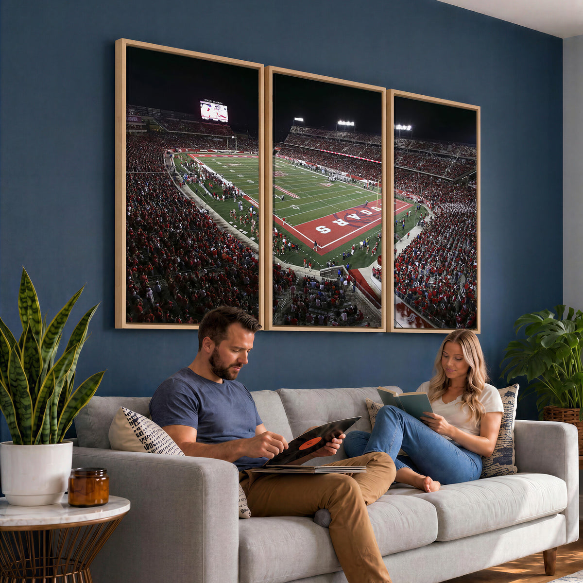 94207-MGV-CV-36X24 - Houston Cougars Football Team Print - Houston TDECU Stadium Wall Art Canvas Print