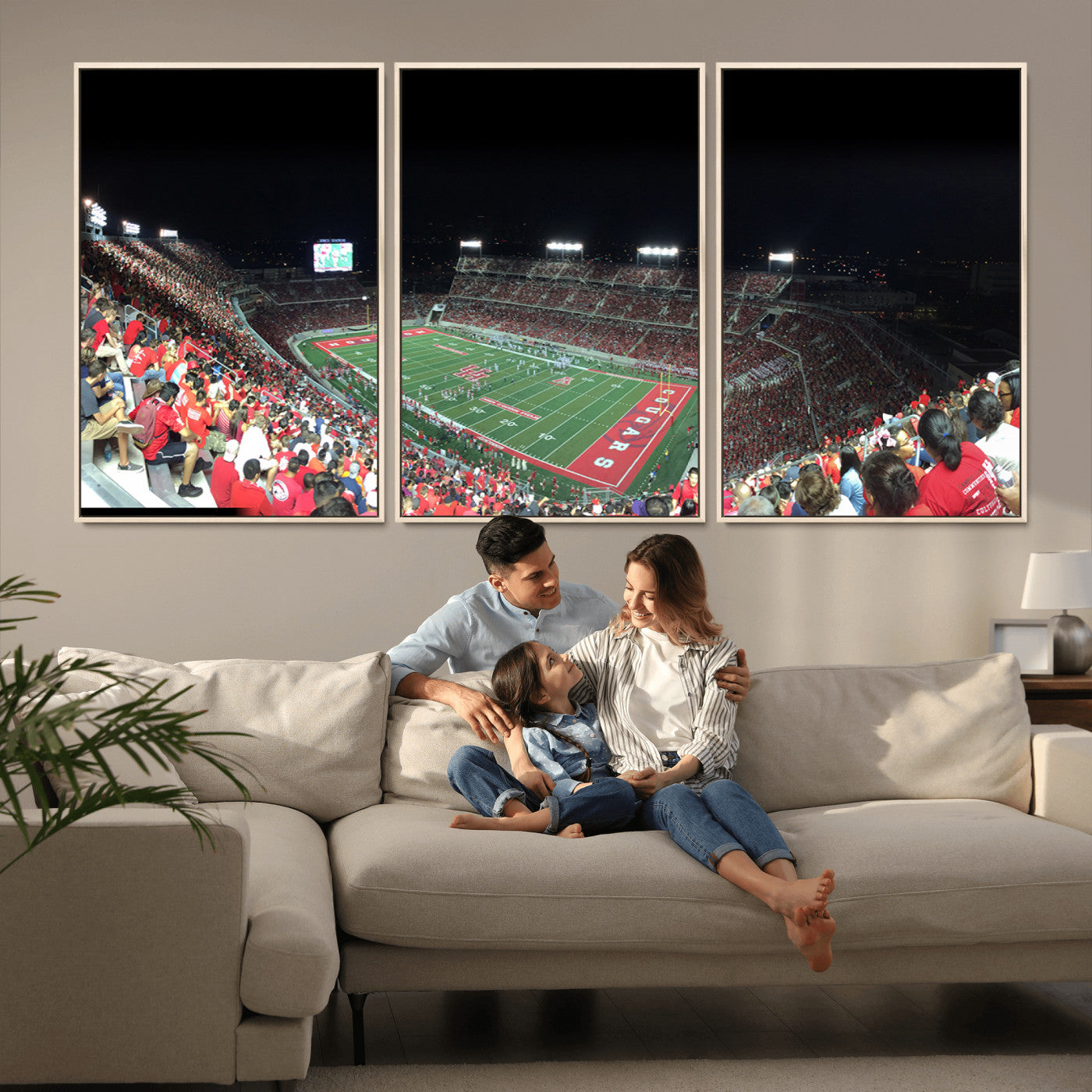 MGV-FC-60X30-3P - Houston Cougars Football Team Print - Houston TDECU Stadium Wall Art Canvas Print