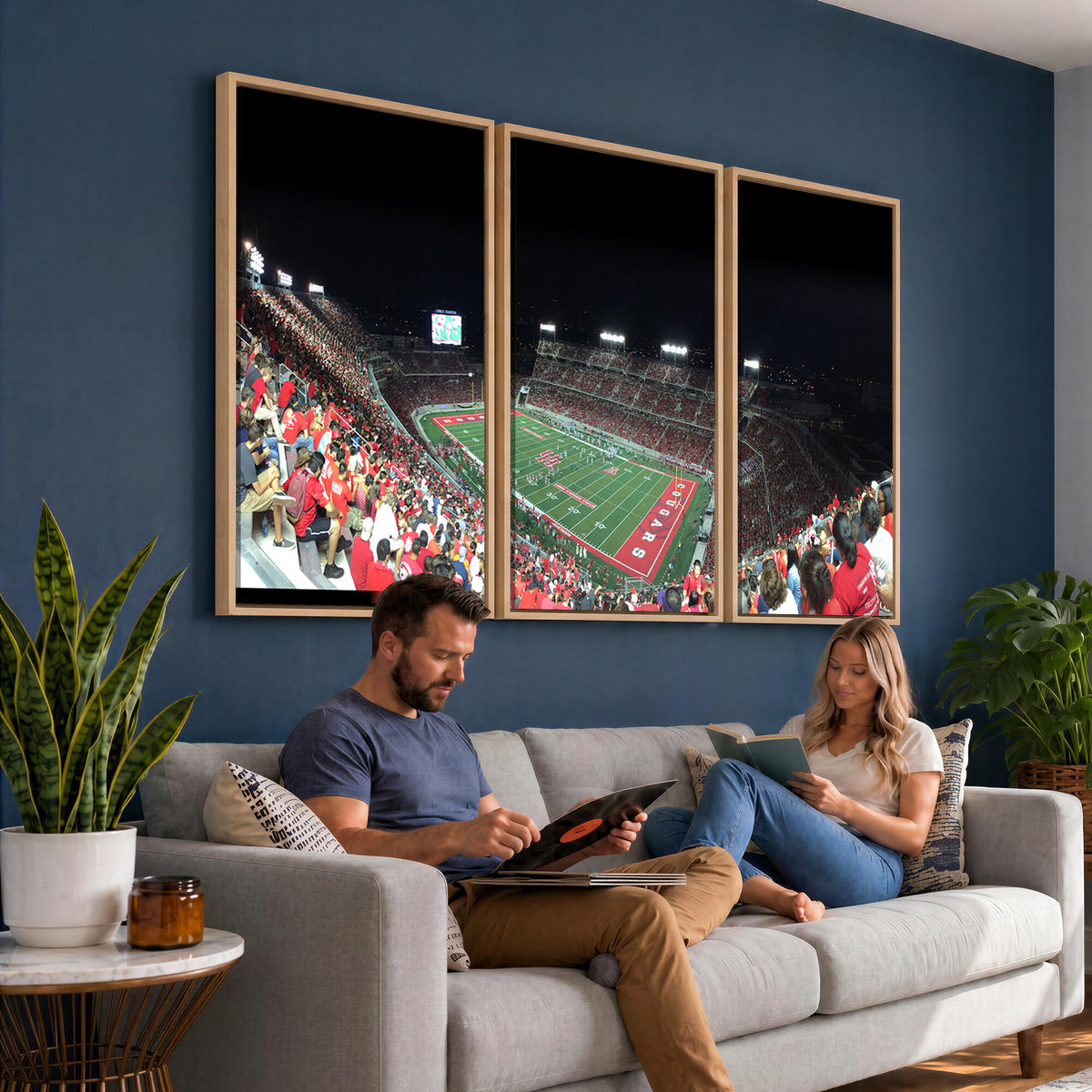 67036-MGV-CV-36X24 - Houston Cougars Football Team Print - Houston TDECU Stadium Wall Art Canvas Print