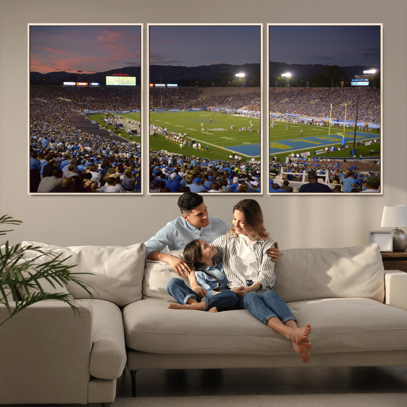 MGV-FC-60X30-3P - UCLA Bruins Football Team Print - Pasadena Rose Bowl Stadium Wall Art Canvas Print