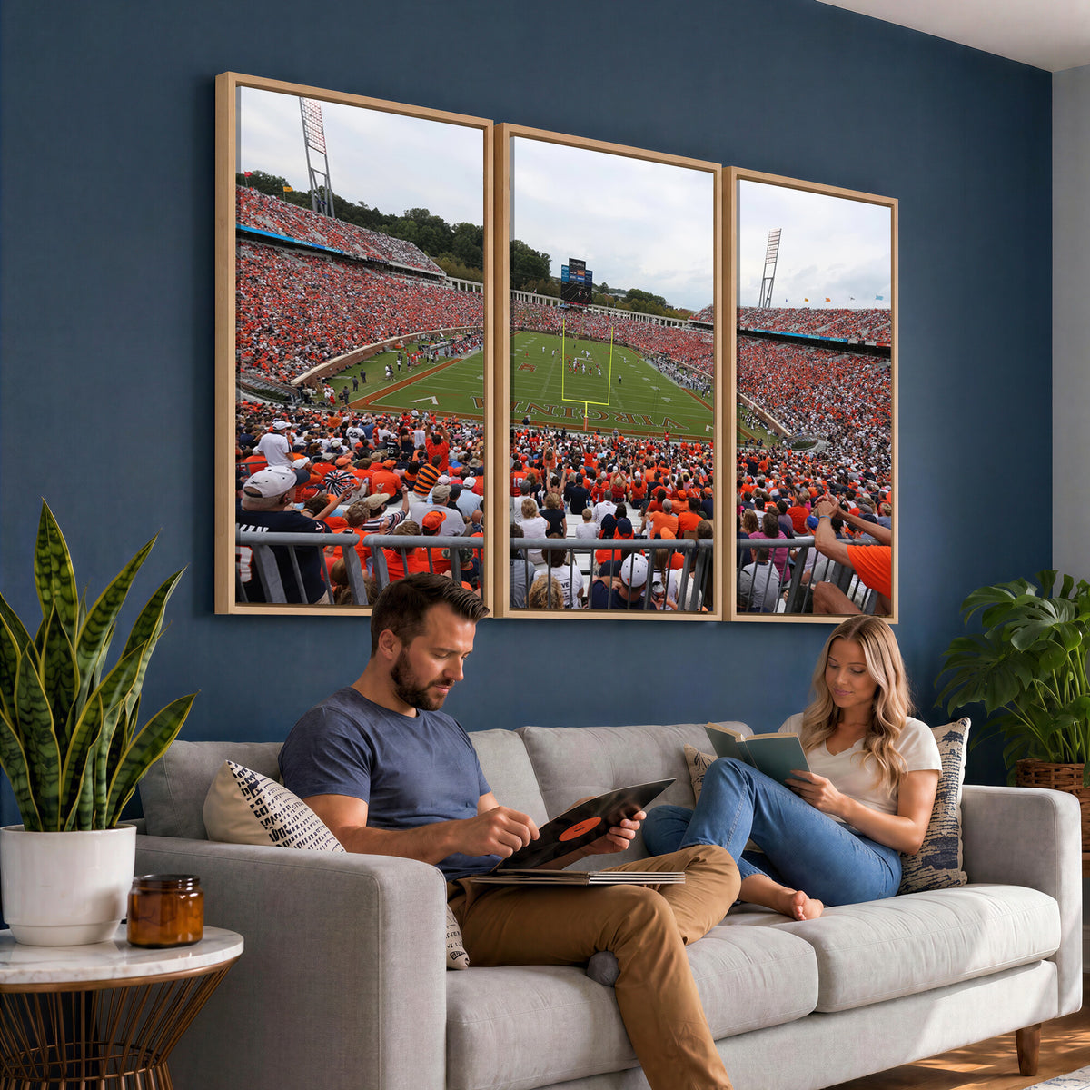 63606-MGV-CV-36X24 - Virginia Cavaliers Football Team Print, Charlottesville, Extra Large Game Room Wall Decor