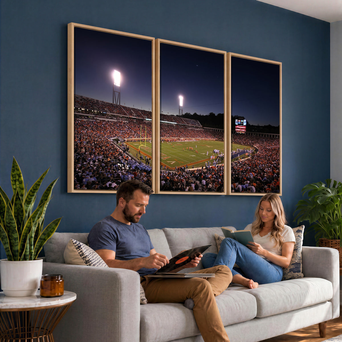 69378-MGV-CV-36X24 - Virginia Cavaliers Football Team Print - Charlottesville Scott Stadium Canvas Print Wall Art
