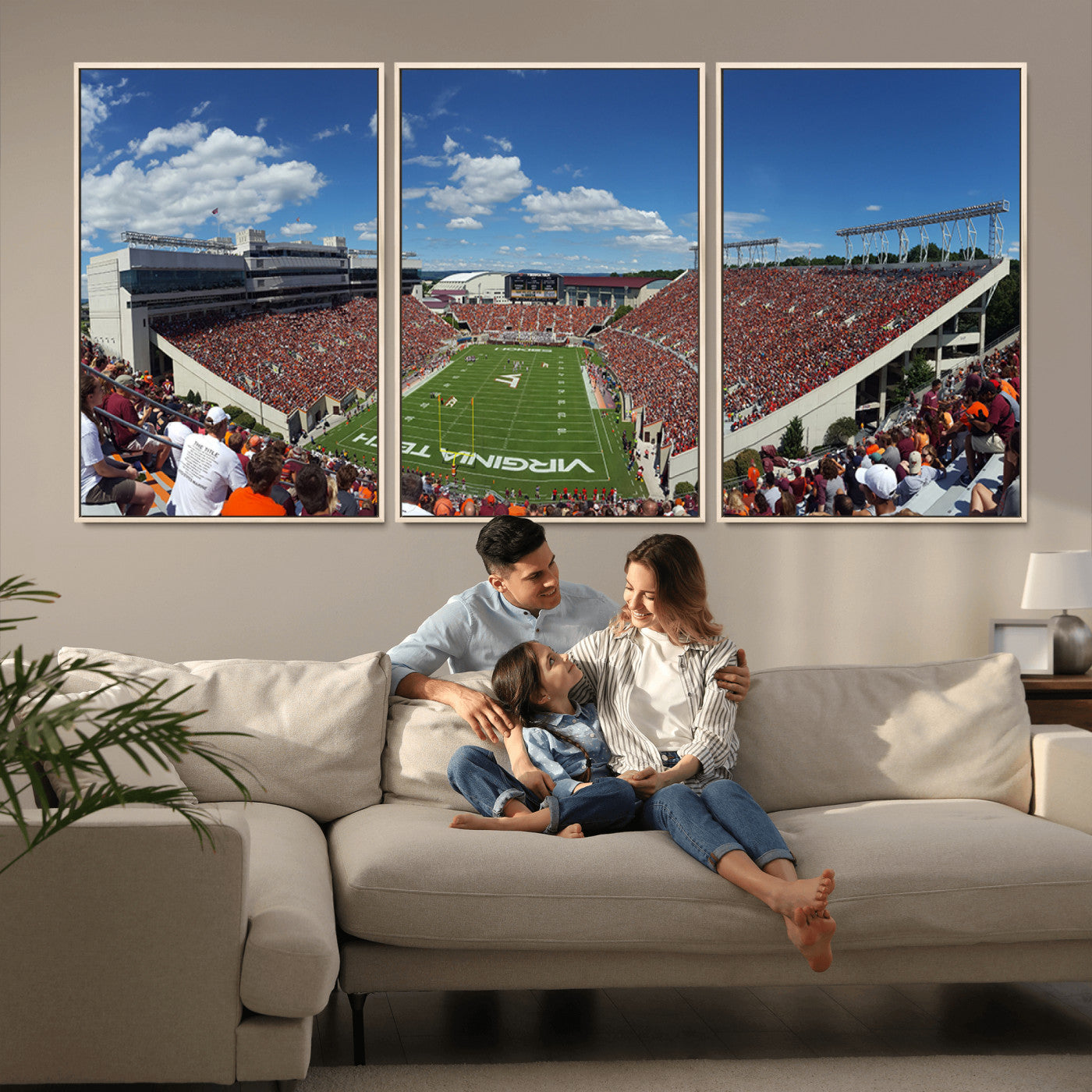 MGV-FC-60X30-3P - Virginia Tech Hokies Football Team Print - Blacksburg Lane Stadium Wall Art Canvas Print