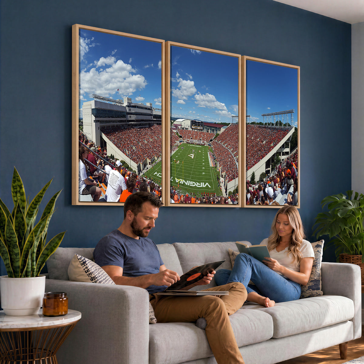 87769-MGV-CV-36X24 - Virginia Tech Hokies Football Team Print - Blacksburg Lane Stadium Wall Art Canvas Print