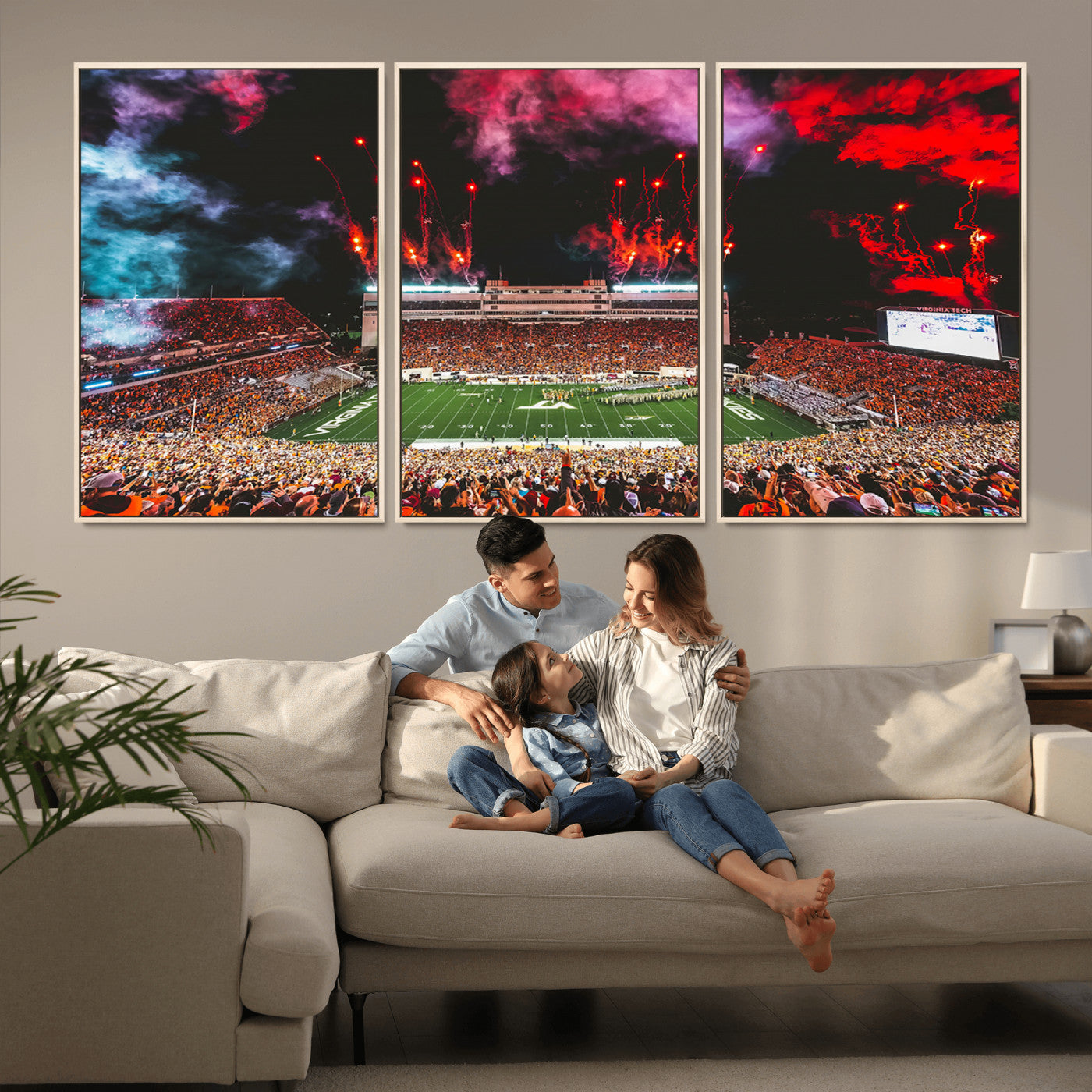 MGV-FC-60X30-3P - Virginia Tech Hokies Football Team Print - Blacksburg Lane Stadium Wall Art Canvas Print