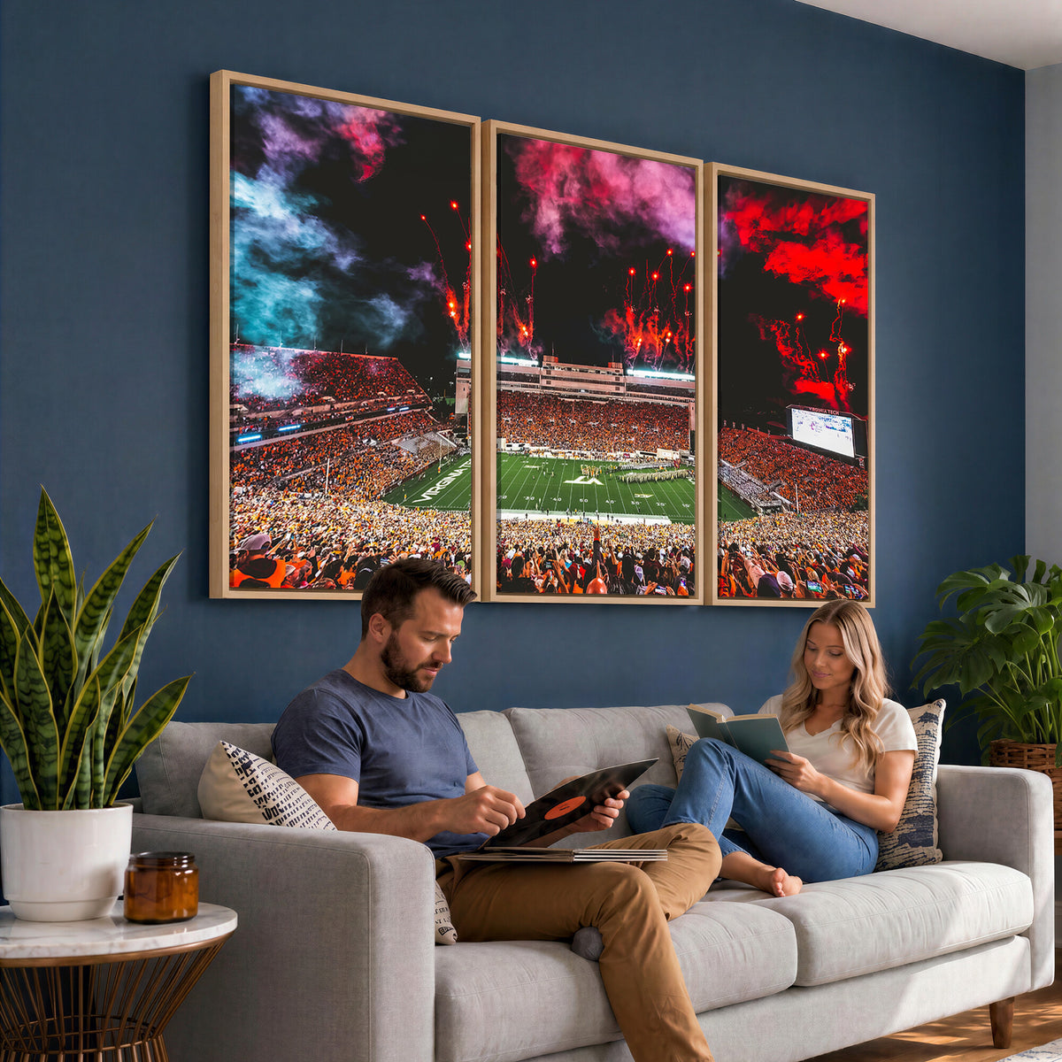 65761-MGV-CV-36X24 - Virginia Tech Hokies Football Team Print - Blacksburg Lane Stadium Wall Art Canvas Print