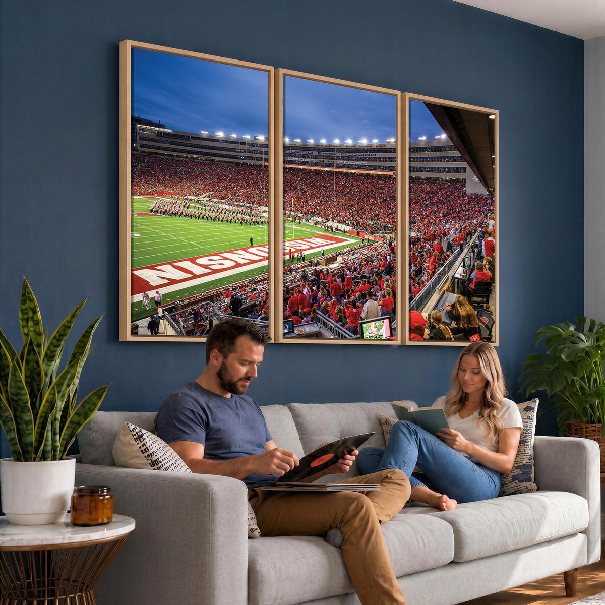 57601-MGV-CV-36X24 - Wisconsin Badgers Football Team Print - Madison Camp Randall Stadium Wall Art, Wisconsin Badgers
