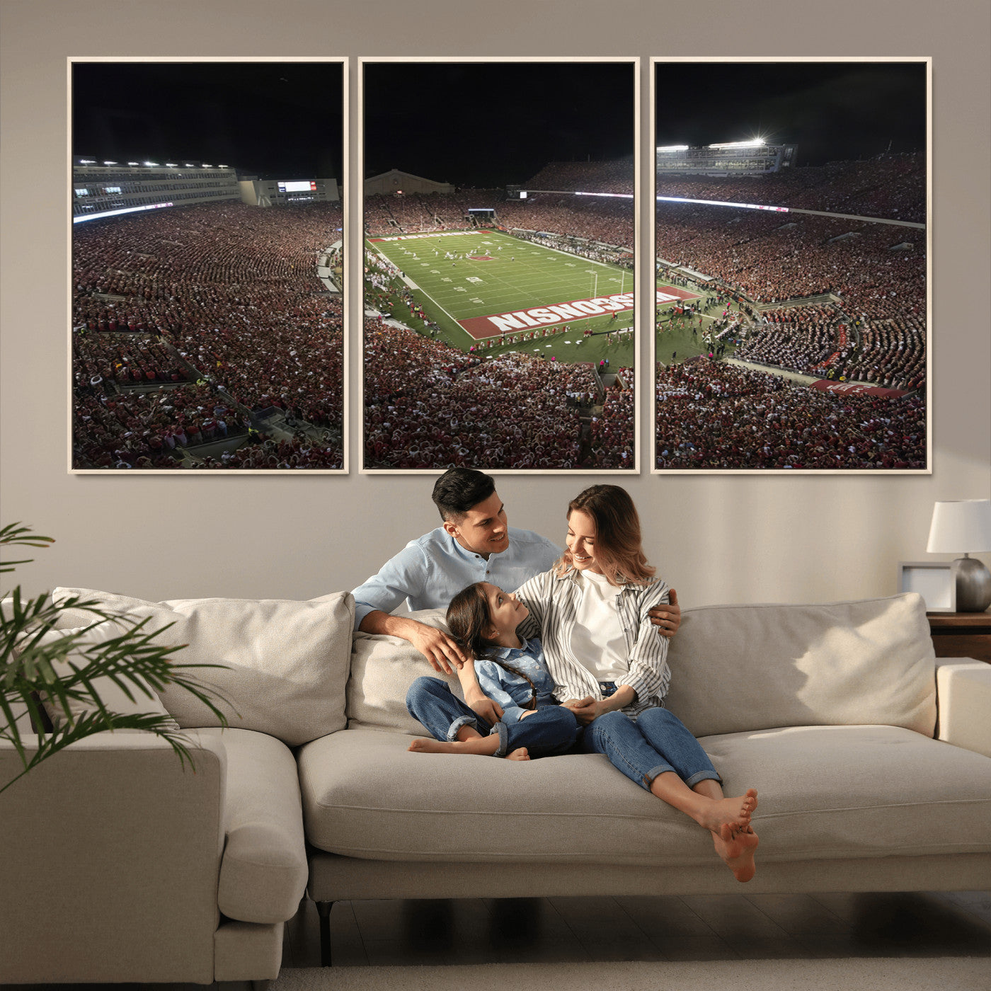 MGV-FC-60X30-3P - Wisconsin Badgers Football Team Print - Madison Camp Randall Stadium Wall Art Canvas Print