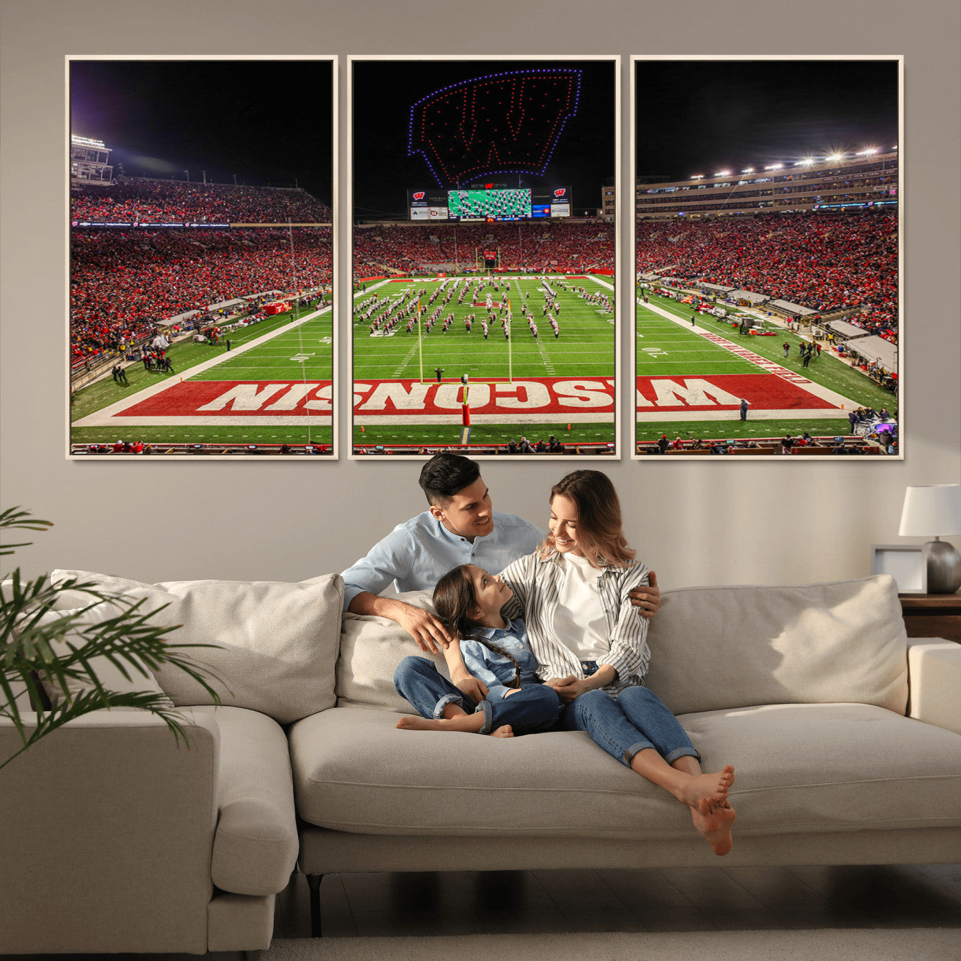 MGV-FC-60X30-3P - Wisconsin Badgers Football Team Print Canvas- Madison Camp Randall Stadium Wall Art Canvas Print