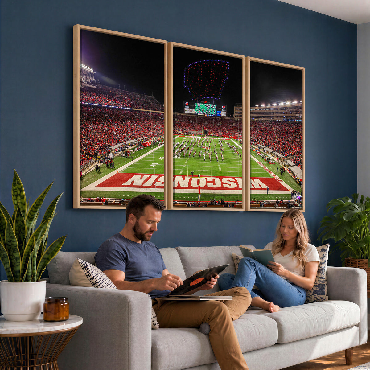 34125-MGV-CV-36X24 - Wisconsin Badgers Football Team Print Canvas- Madison Camp Randall Stadium Wall Art Canvas Print