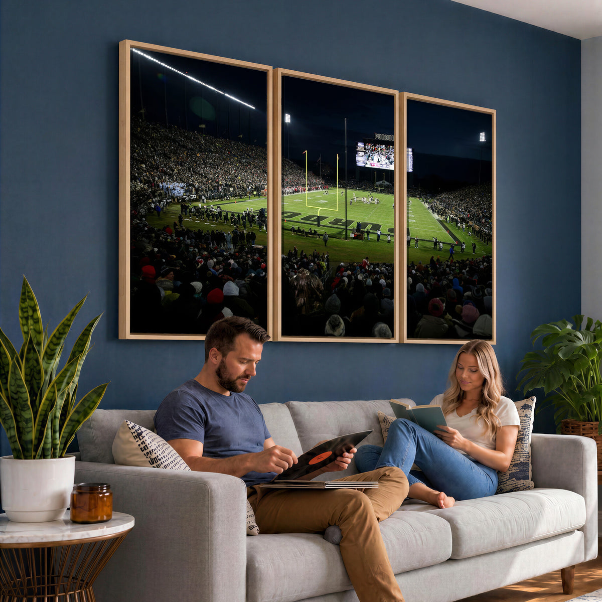 60140-MGV-CV-36X24 - Purdue Boilermakers Football Team Print - West Lafayette Ross–Ade Stadium Wall Art Canvas Print