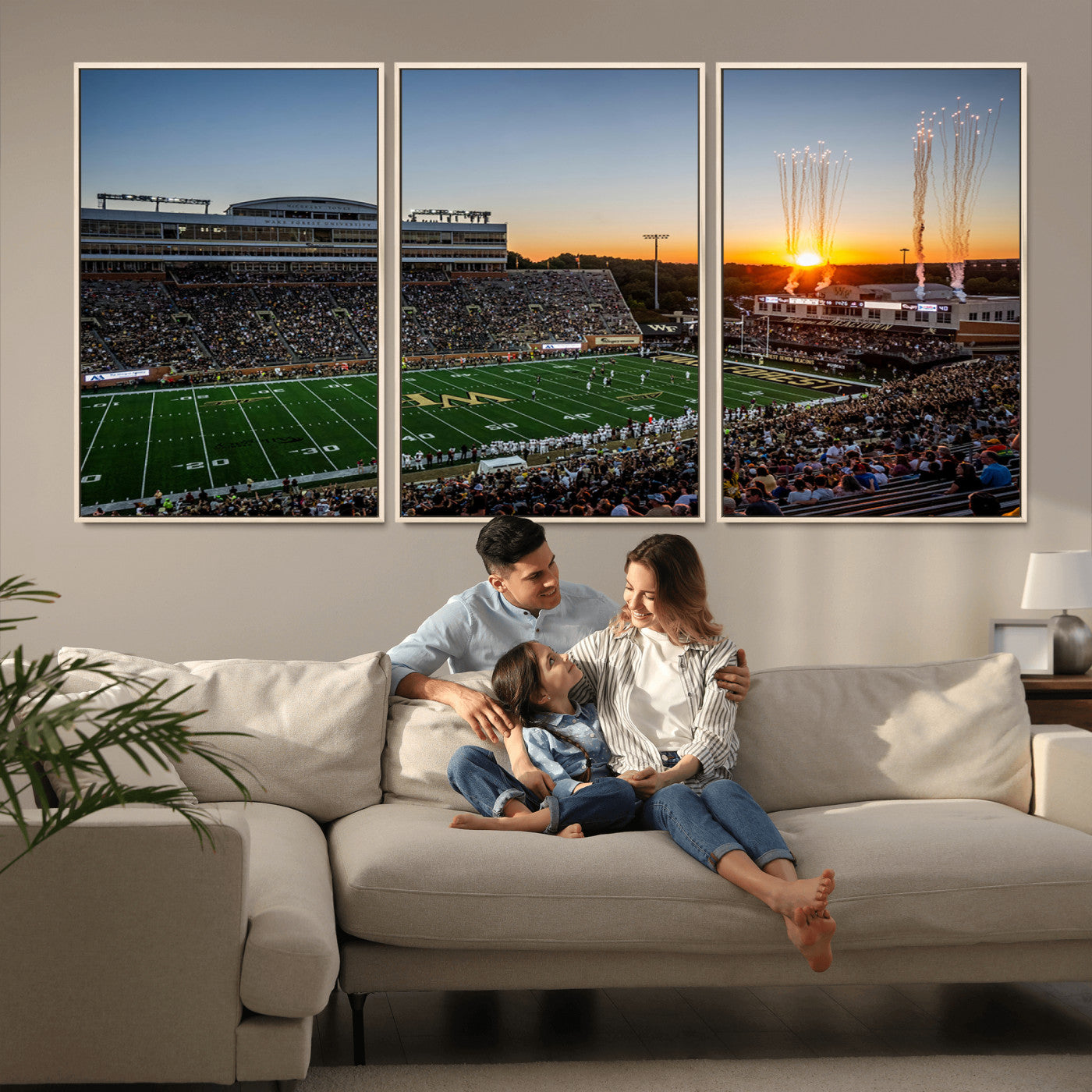 MGV-FC-60X30-3P - Demon Deacons Football Team Print Canvas- Winston-Salem Allegacy Federal Credit Union Stadium Wall