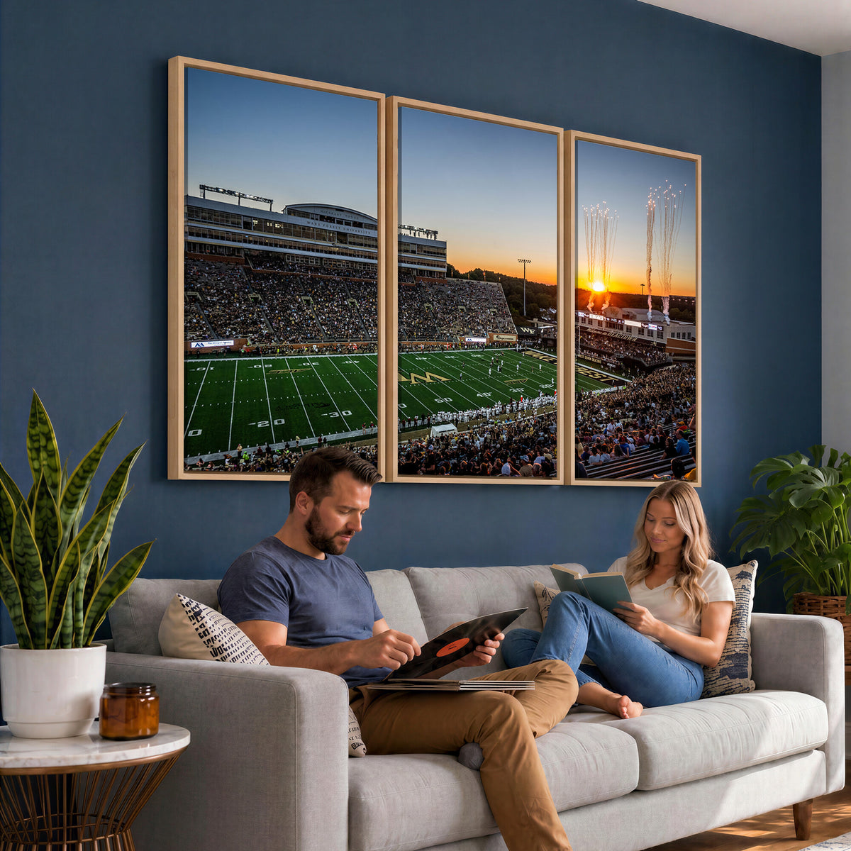 29253-MGV-CV-36X24 - Demon Deacons Football Team Print Canvas- Winston-Salem Allegacy Federal Credit Union Stadium Wall