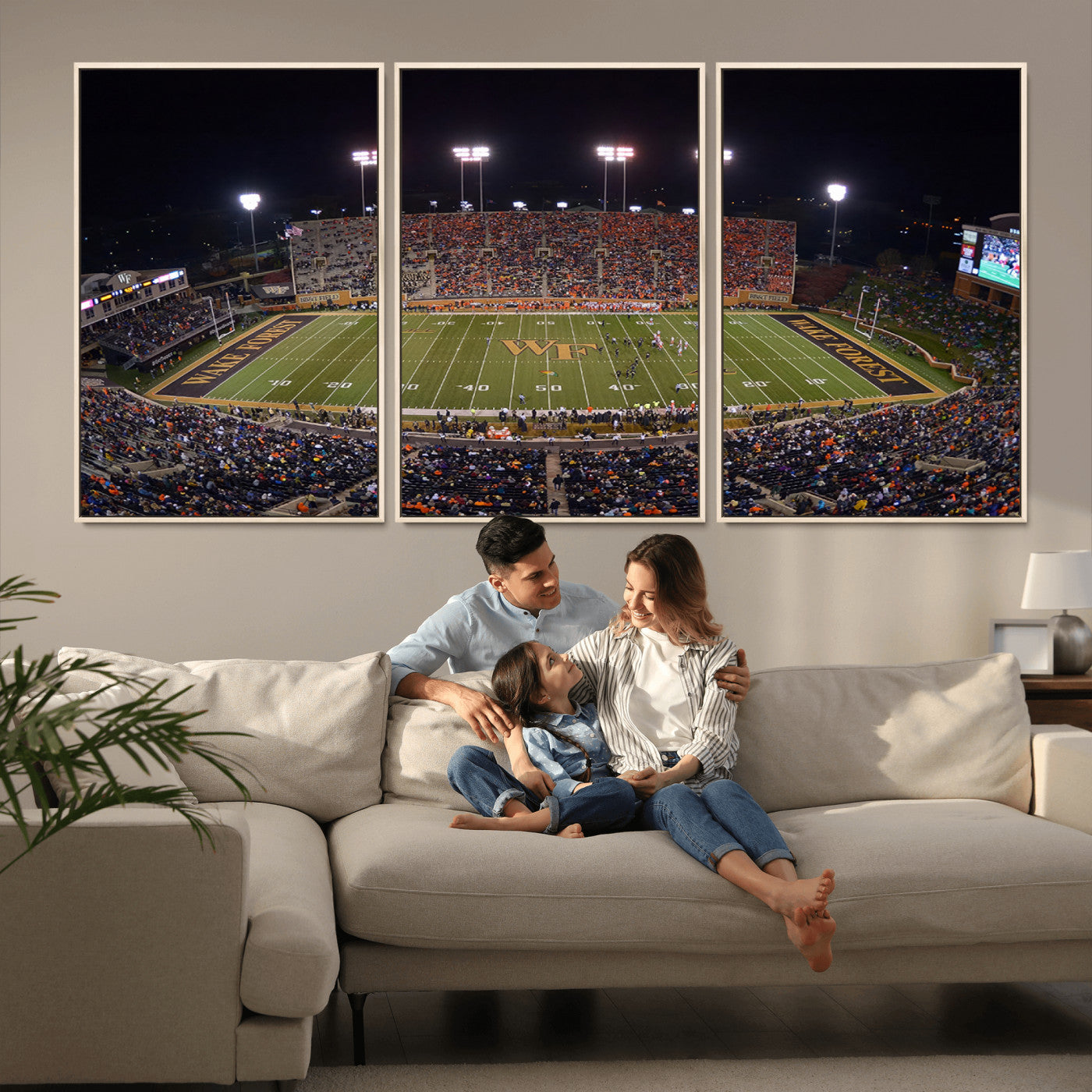 MGV-FC-60X30-3P - Demon Deacons Print Canvas, Football Team Print - Winston-Salem Allegacy Federal Credit Union