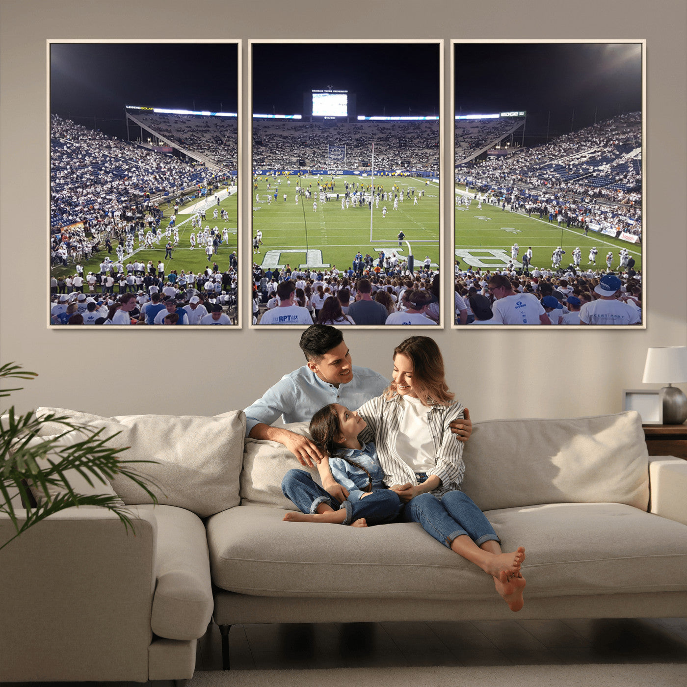 MGV-FC-60X30-3P - Brigham Young University Cougars Football Print Canvas - Provo LaVell Edwards Stadium Wall Art