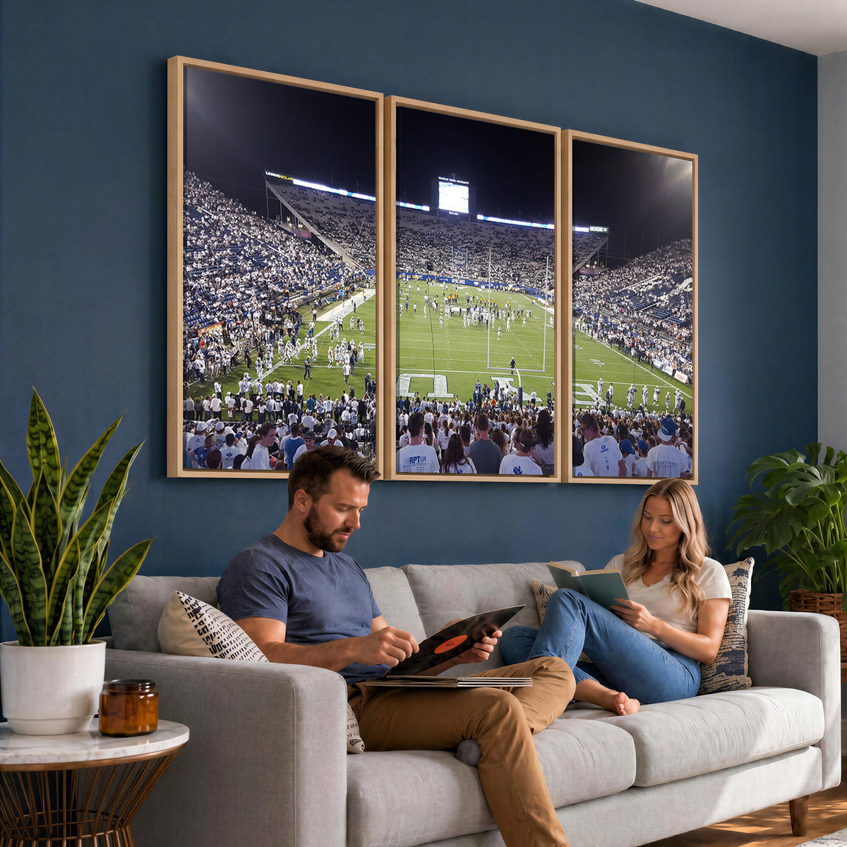 65036-MGV-CV-36X24 - Brigham Young University Cougars Football Print Canvas - Provo LaVell Edwards Stadium Wall Art