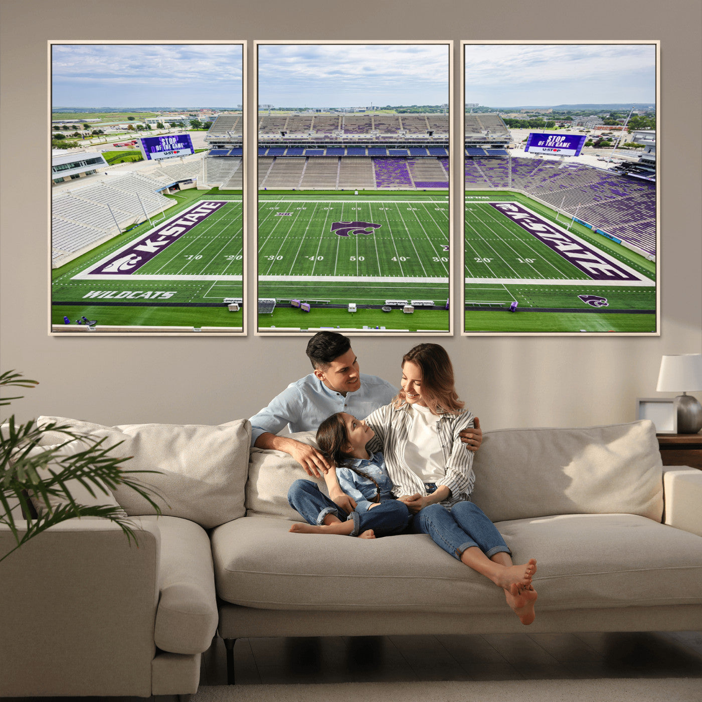 MGV-FC-60X30-3P - KState Wildcats Football Team Print - Manhattan Bill Snyder Family Football Stadium Wall Art Canvas