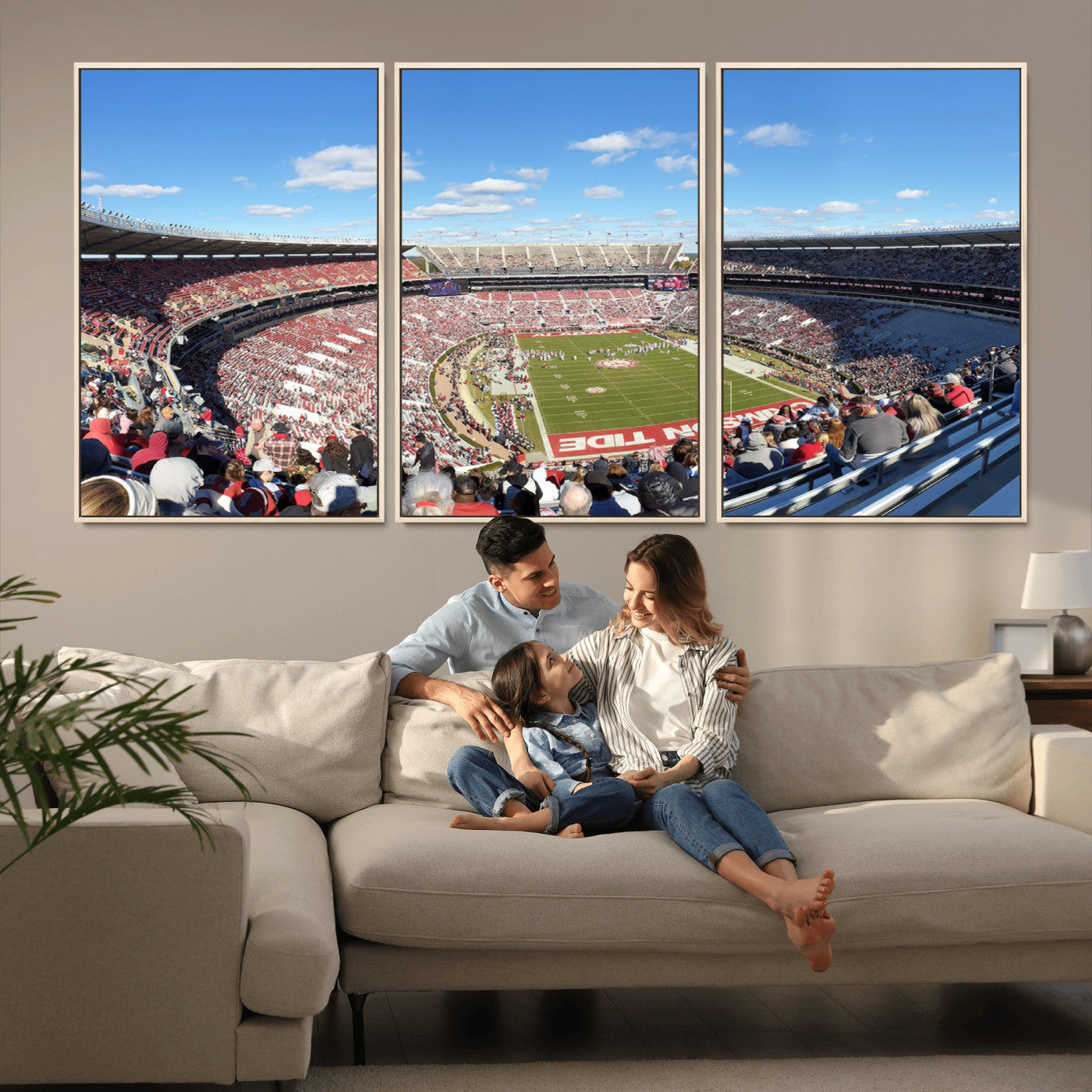 MGV-FC-60X30-3P - University of Alabama Crimson Tide Print Wall Art - Tuscaloosa Bryant-Denny Stadium Wall Art Canvas