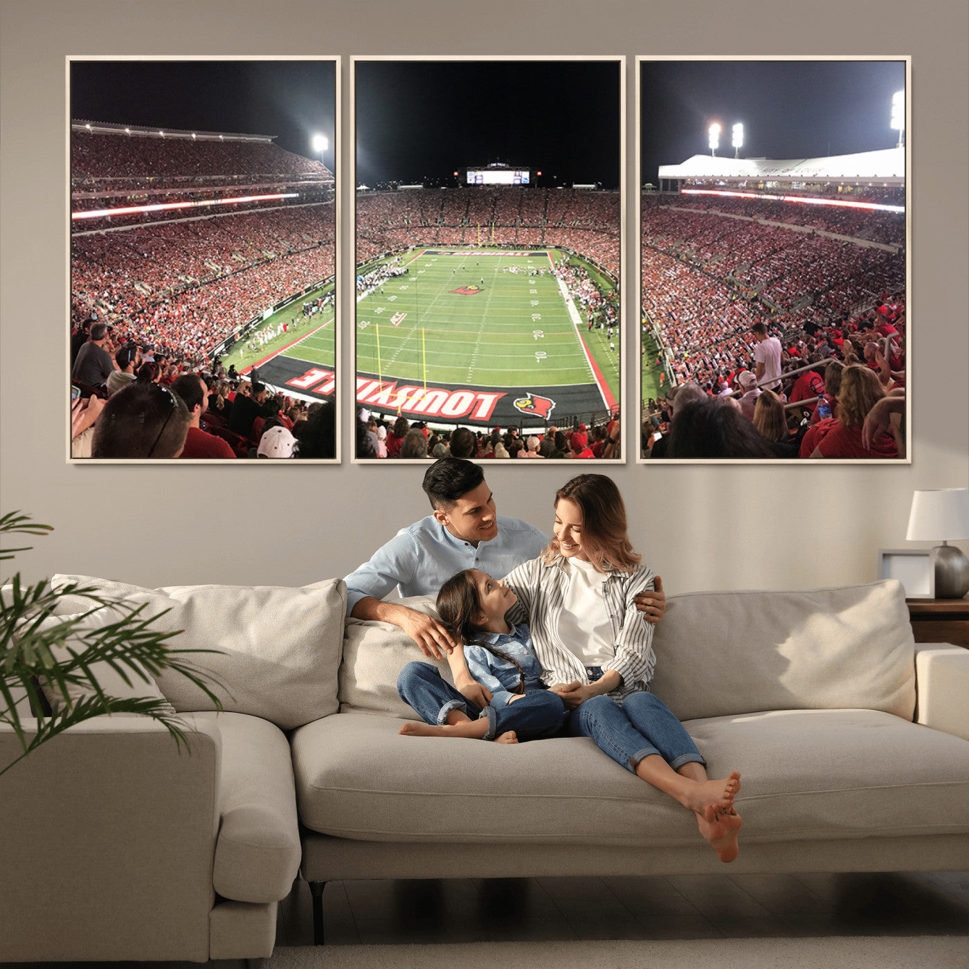 MGV-FC-60X30-3P - University of Louisville Cardinals Football Team Print - Louisville Cardinal Stadium Wall Art Canvas