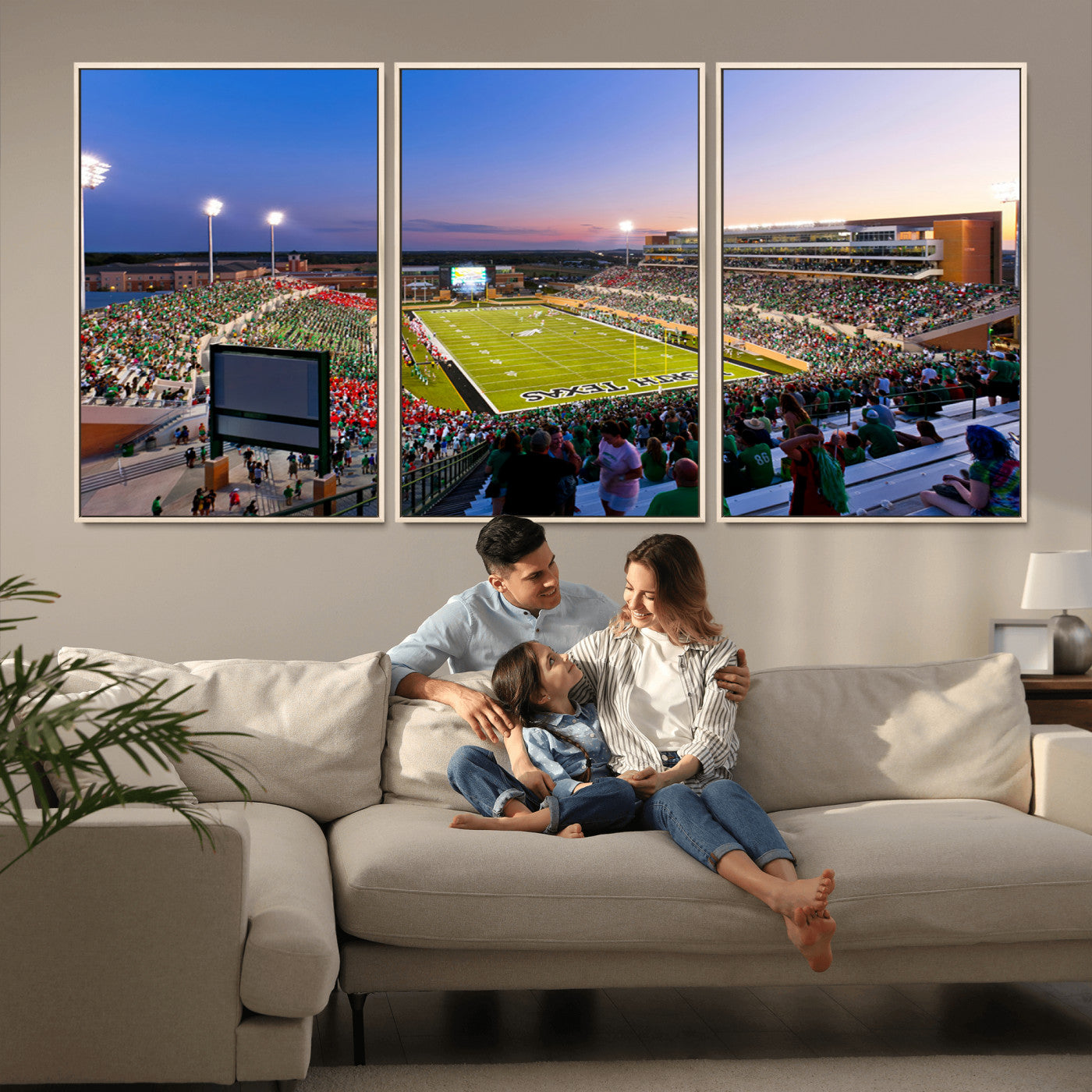 MGV-FC-60X30-3P - University of North Texas Mean Green Football Team Print - Denton DATCU Stadium Canvas Print Wall