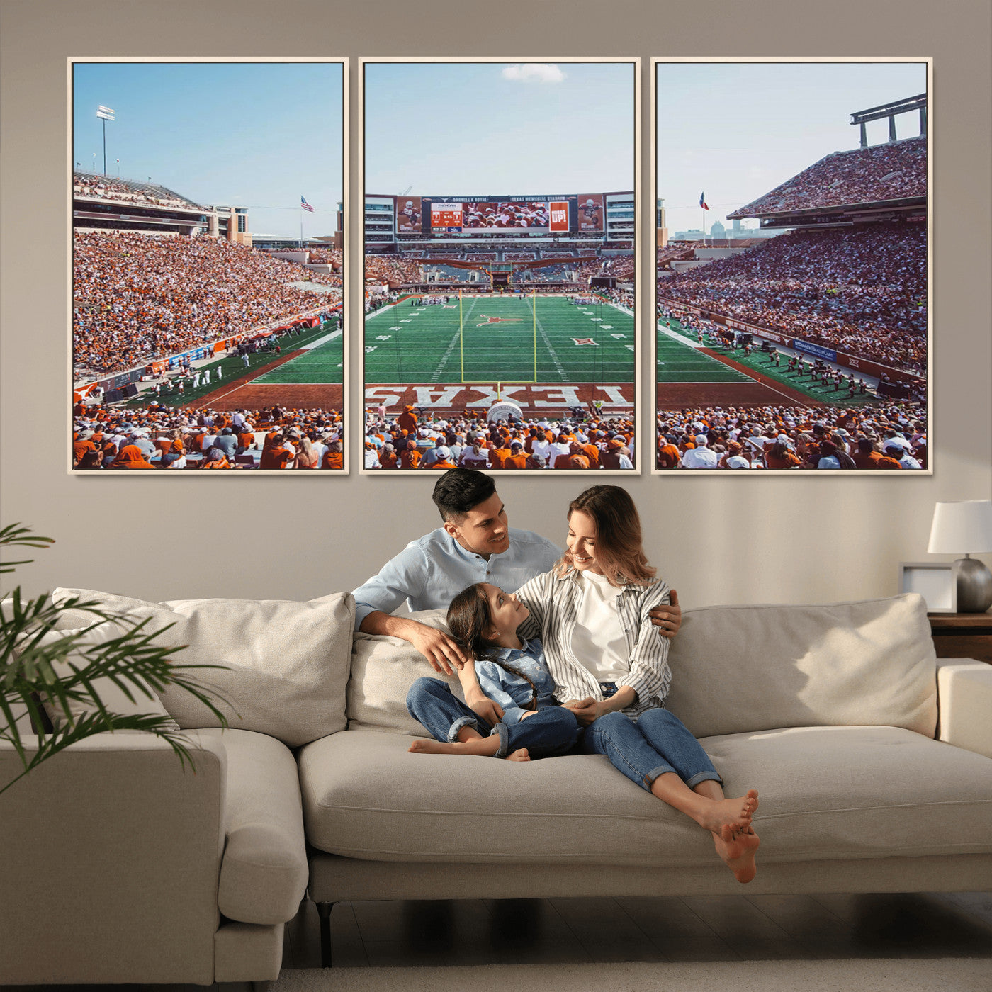 MGV-FC-60X30-3P - Framed Texas Memorial Stadium Canvas, University of Texas Longhorns Football Team Print - Austin