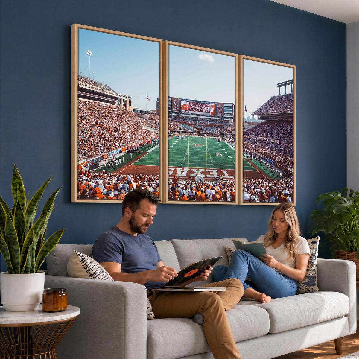 14826-MGV-CV-36X24 - Framed Texas Memorial Stadium Canvas, University of Texas Longhorns Football Team Print - Austin