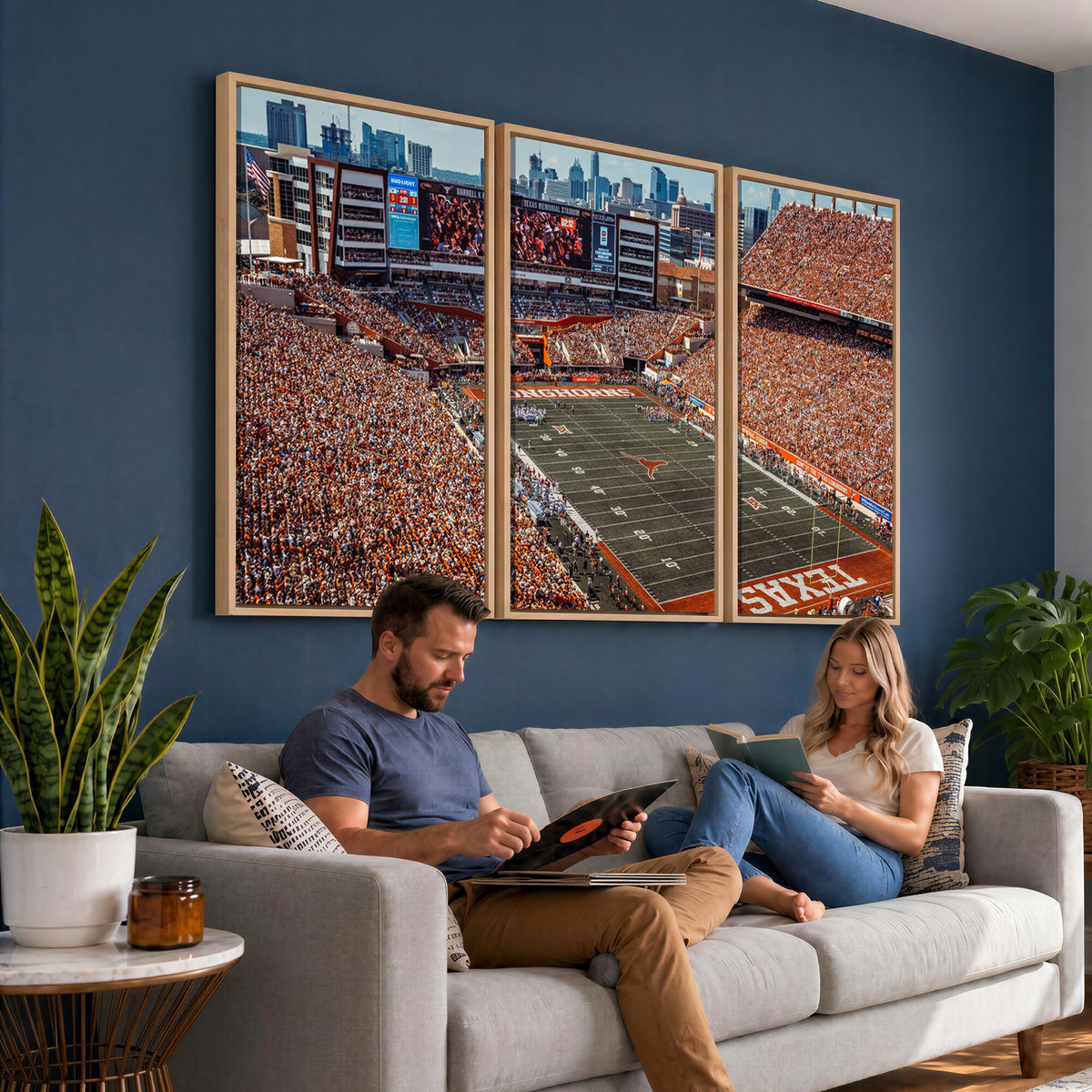 92103-MGV-CV-36X24 - University of Texas Longhorns Football Team Print - Austin Darrell K Royal-Texas Memorial Stadium