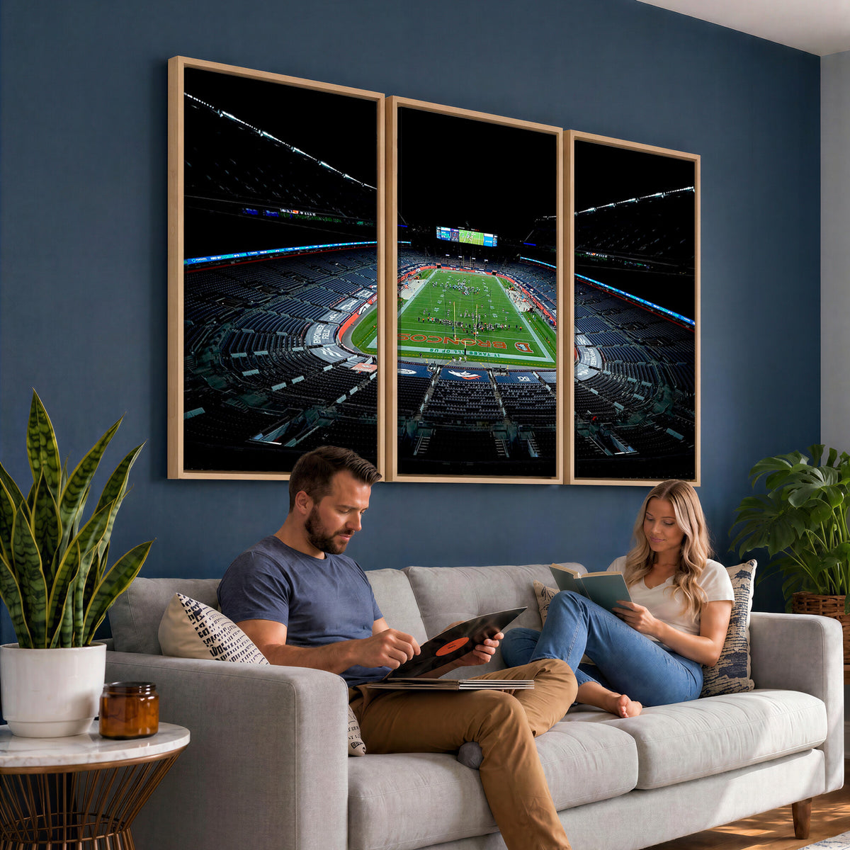 14797-MGV-CV-36X24 - Denver Broncos Football Team Print Canvas- Denver Empower Field at Mile High Stadium Wall Art Canvas