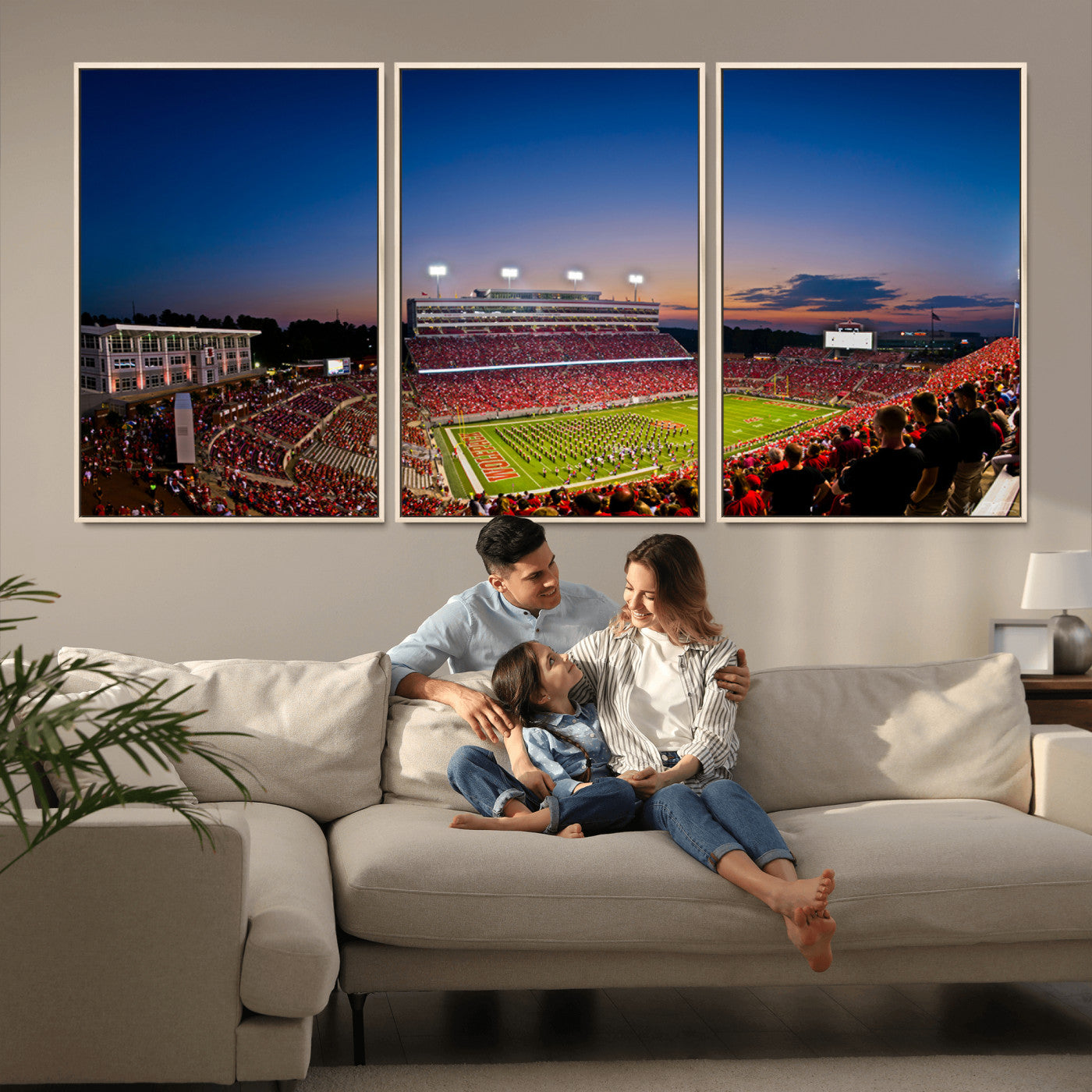 MGV-FC-60X30-3P - Wolfpack Football Team Wall Art Print - Raleigh Carter-Finley Stadium Wall Art Canvas Print