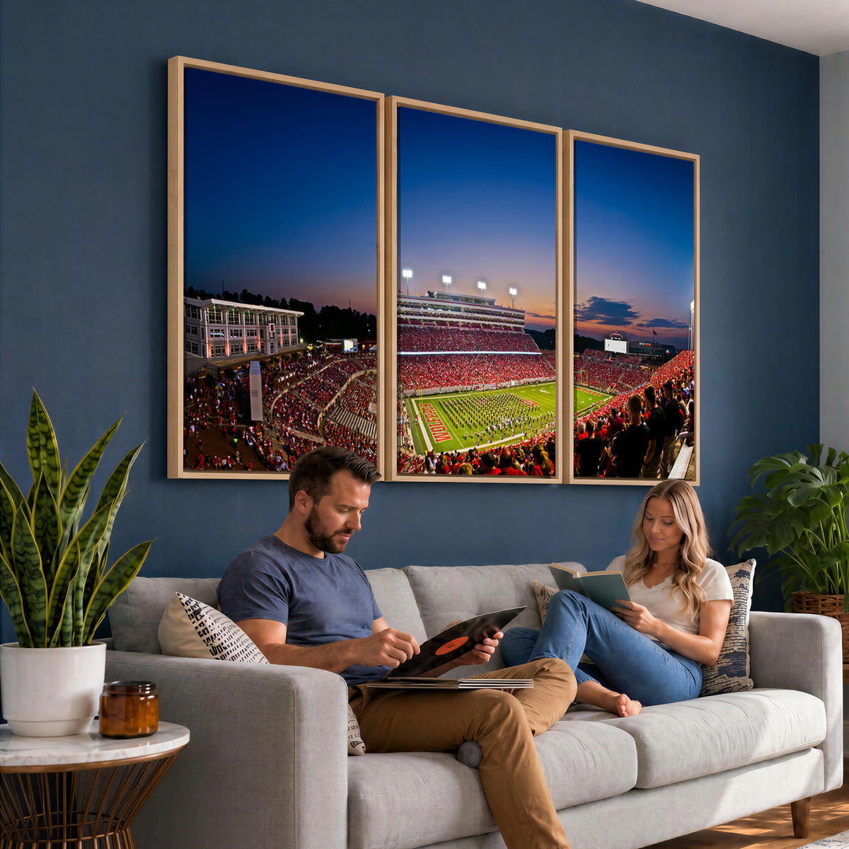 76202-MGV-CV-36X24 - Wolfpack Football Team Wall Art Print - Raleigh Carter-Finley Stadium Wall Art Canvas Print