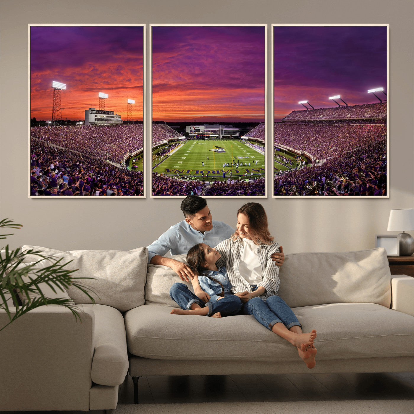 MGV-FC-60X30-3P - East Carolina University Pirates Football Print Canvas- Greenville Dowdy-Ficklen Stadium Wall Art